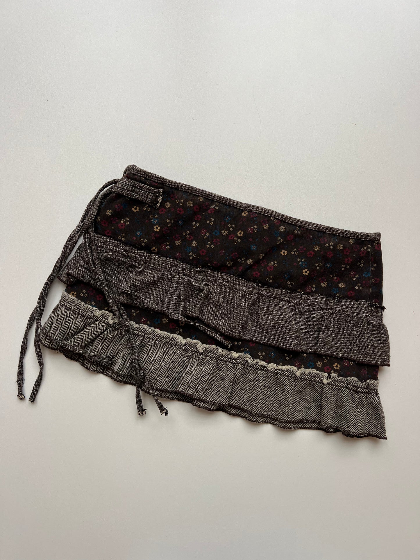 00s brown patchwork mini skirt- size XS