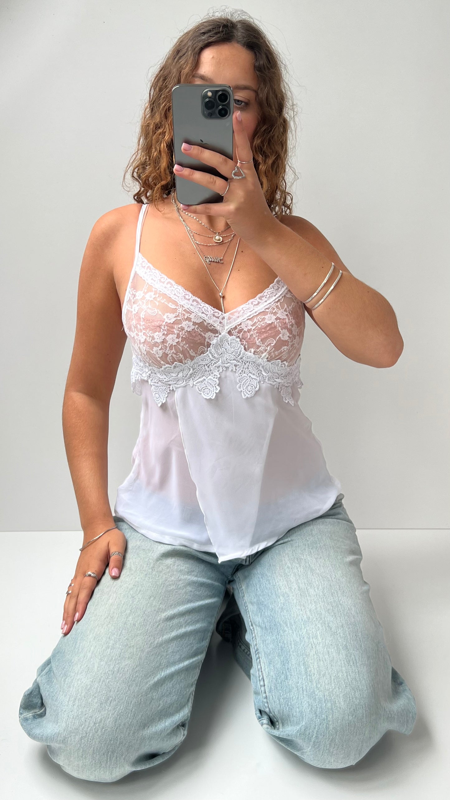 00s white lace cami- size S
