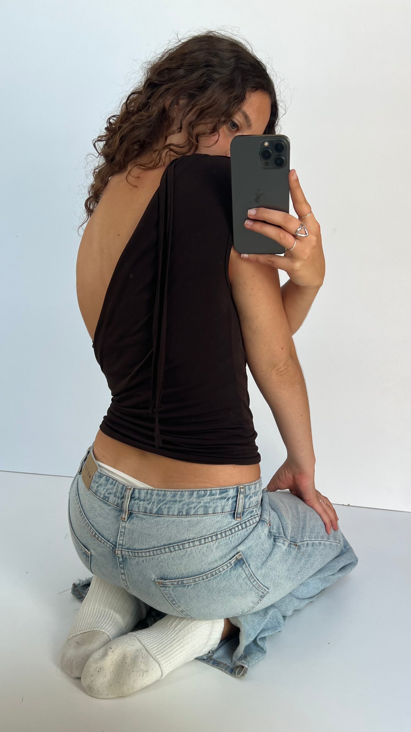 00s brown one shoulder top- size M