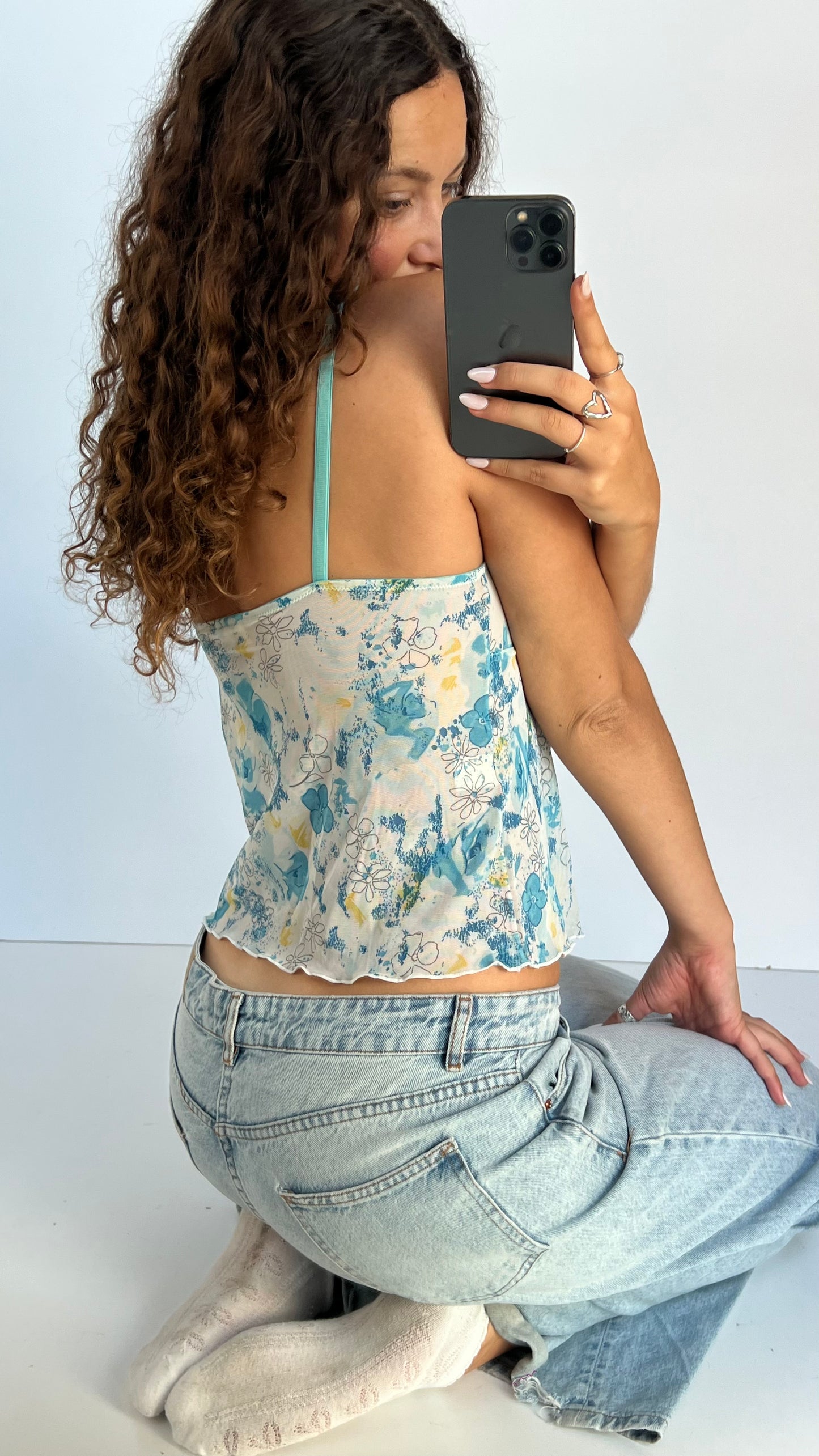 00s blue floral cami- size M