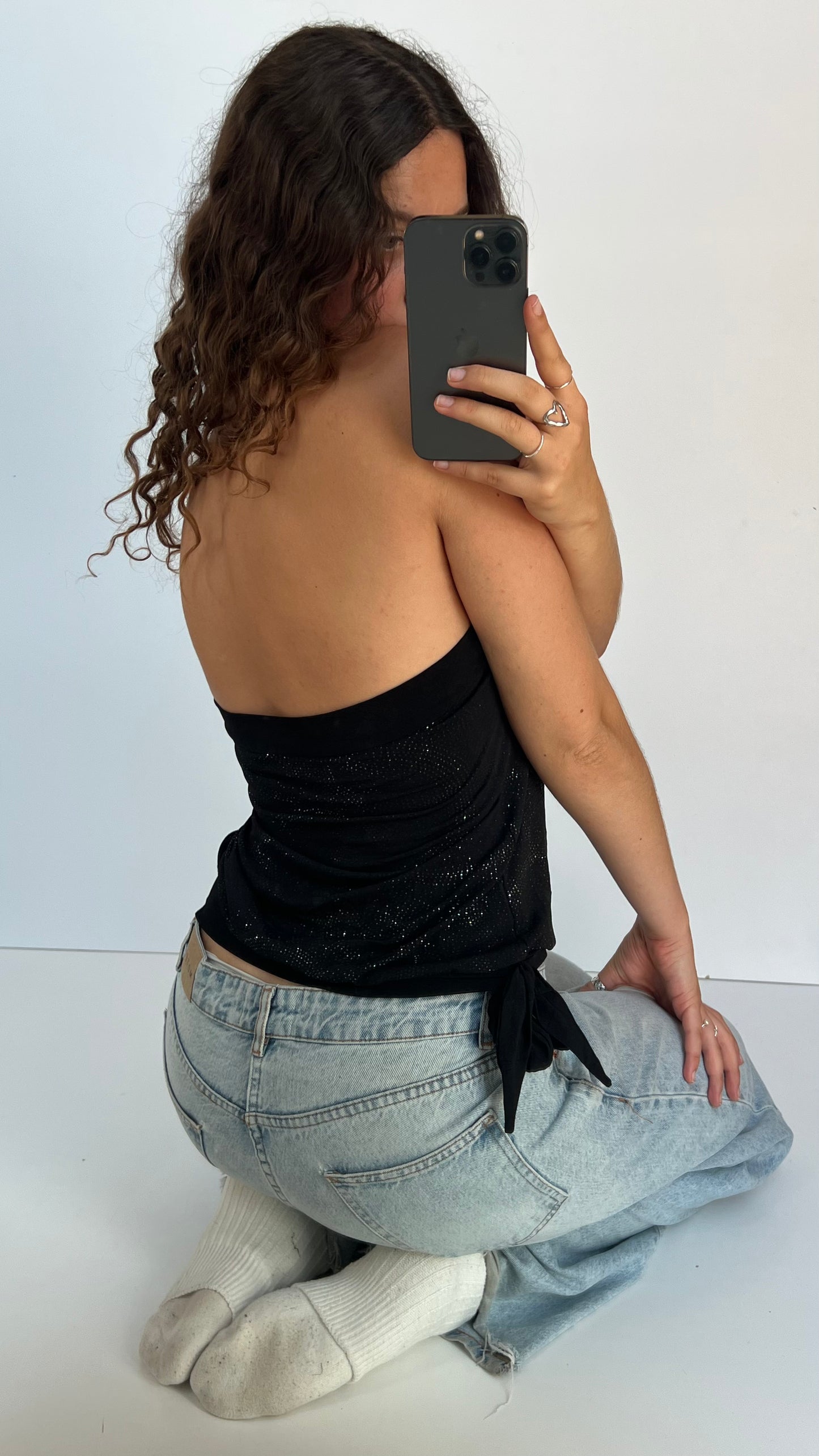 00s black glitter cami- size M
