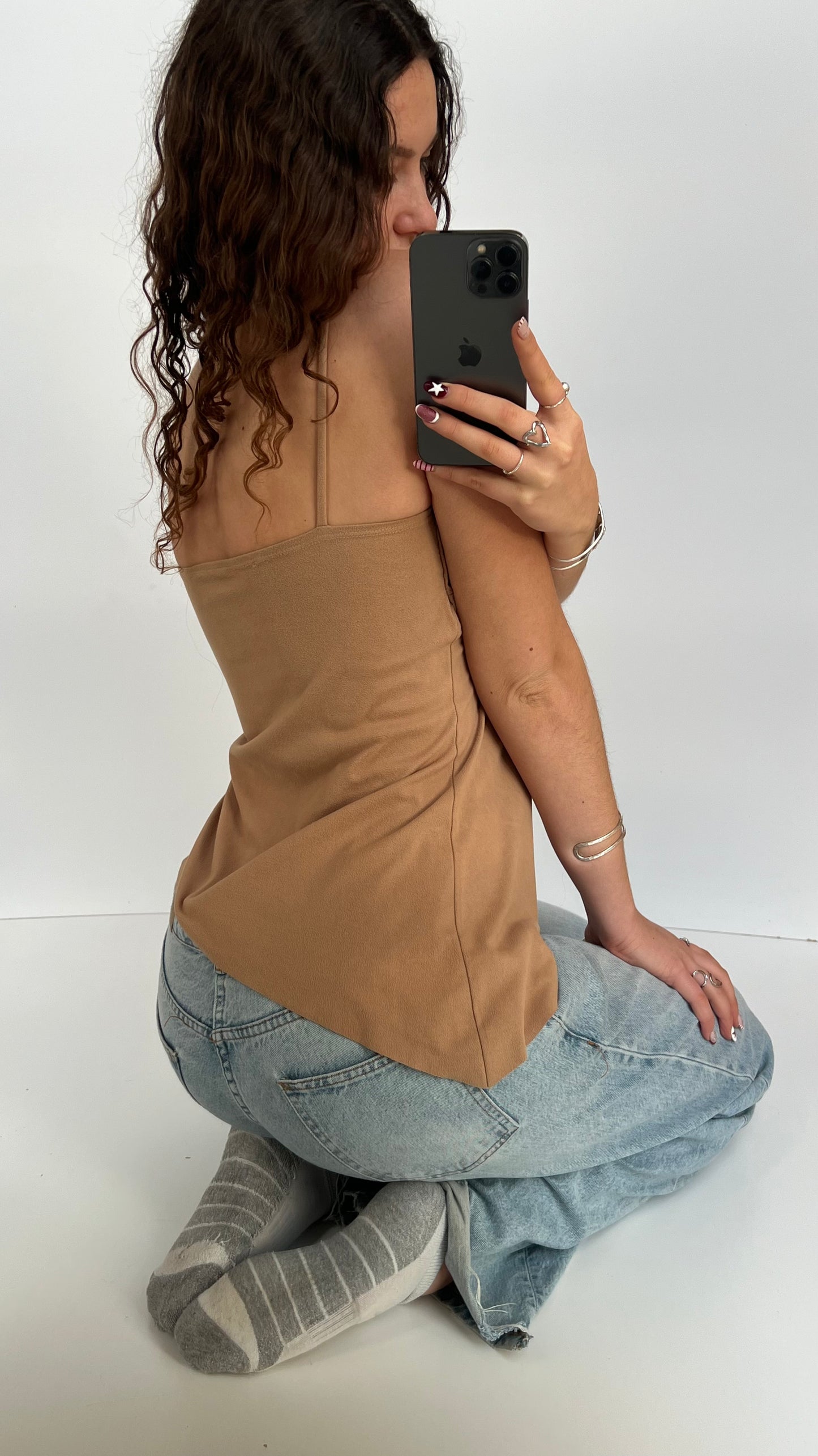 00s brown suede butterfly cami- size L