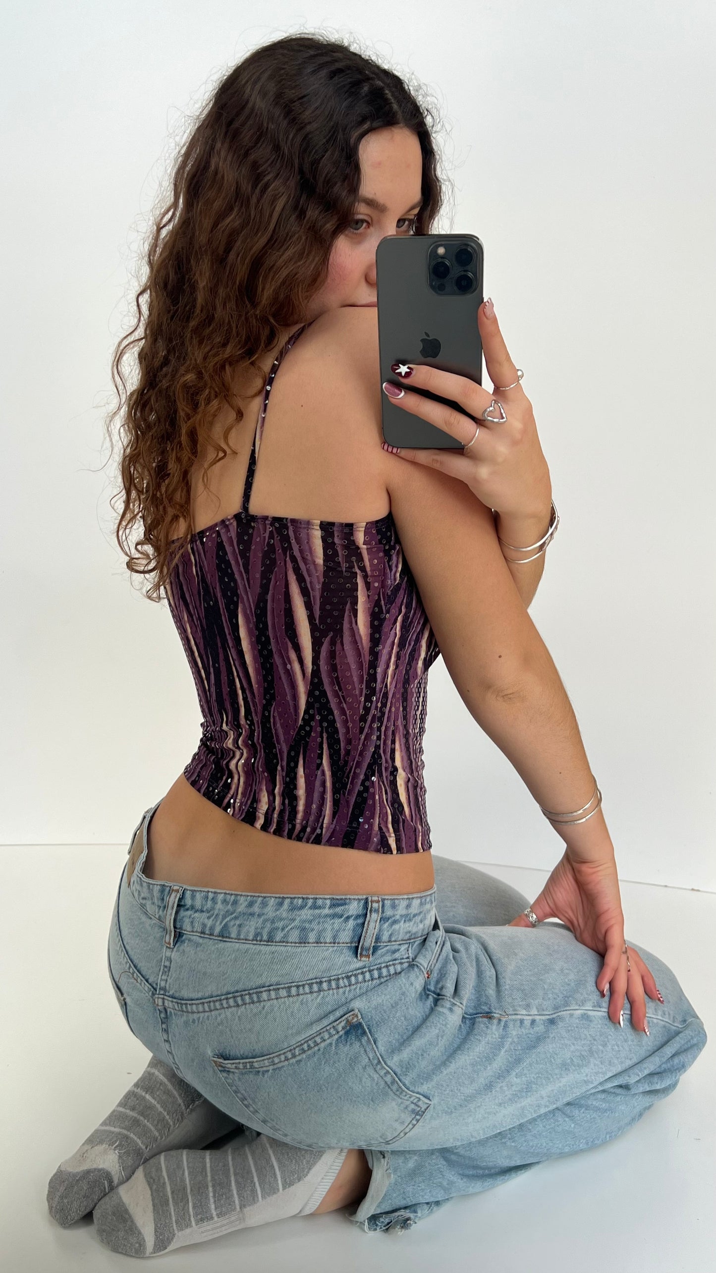 00s purple glitter cami- size S