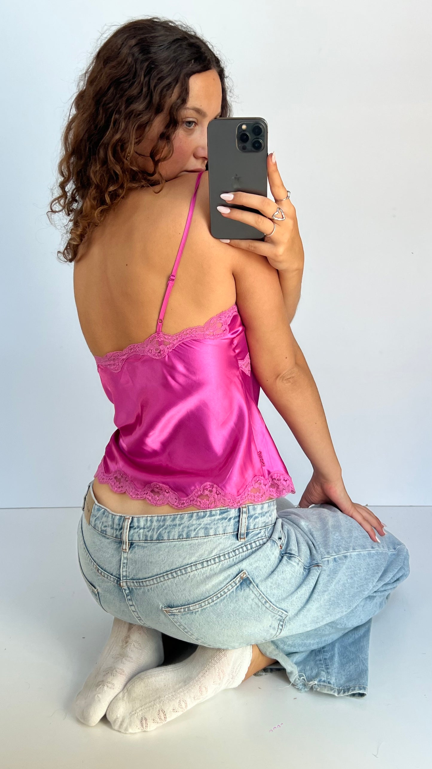 00s pink lace cami- size M