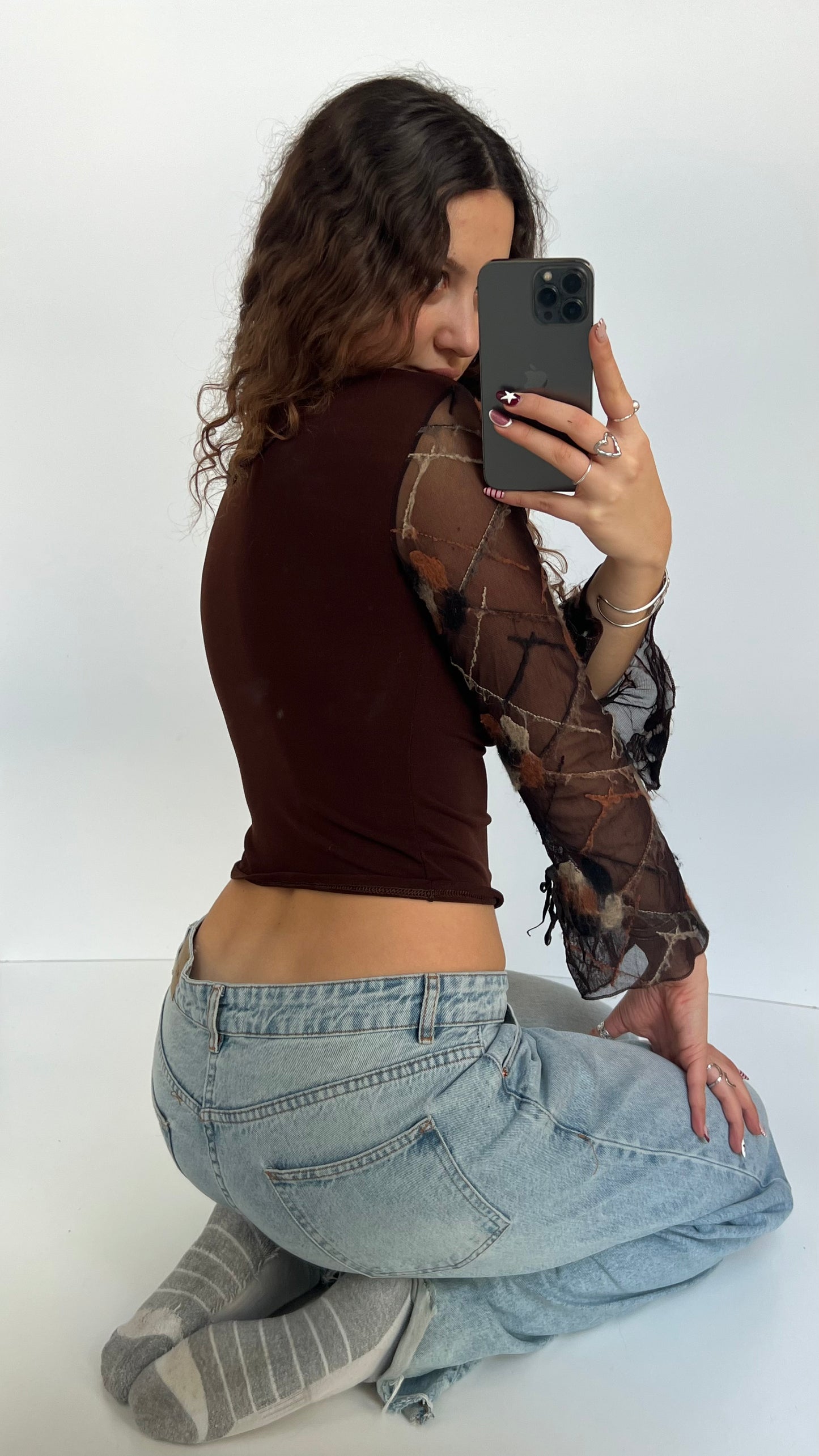 00s brown long sleeve top- size S
