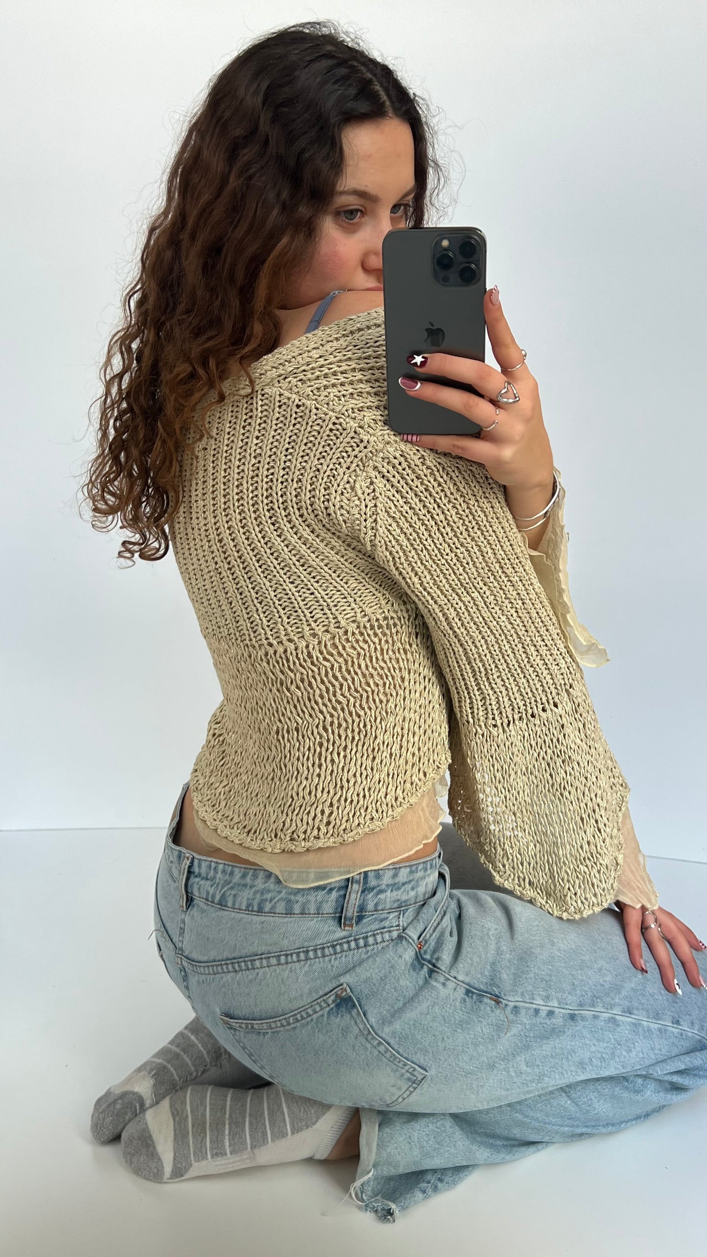 00s cream crochet cardigan- size M