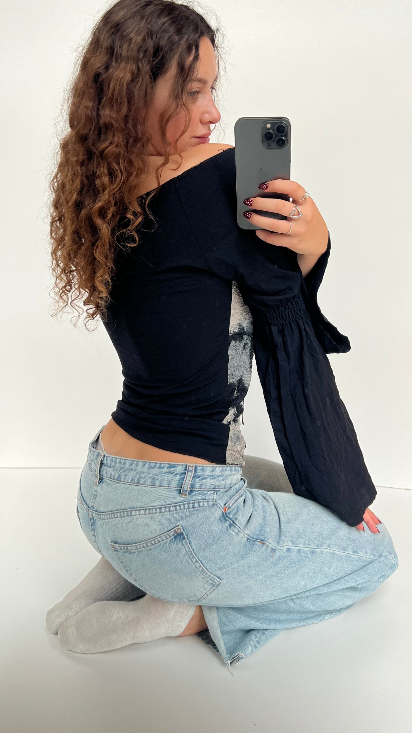 00s black milkmaid long sleeve top- size L