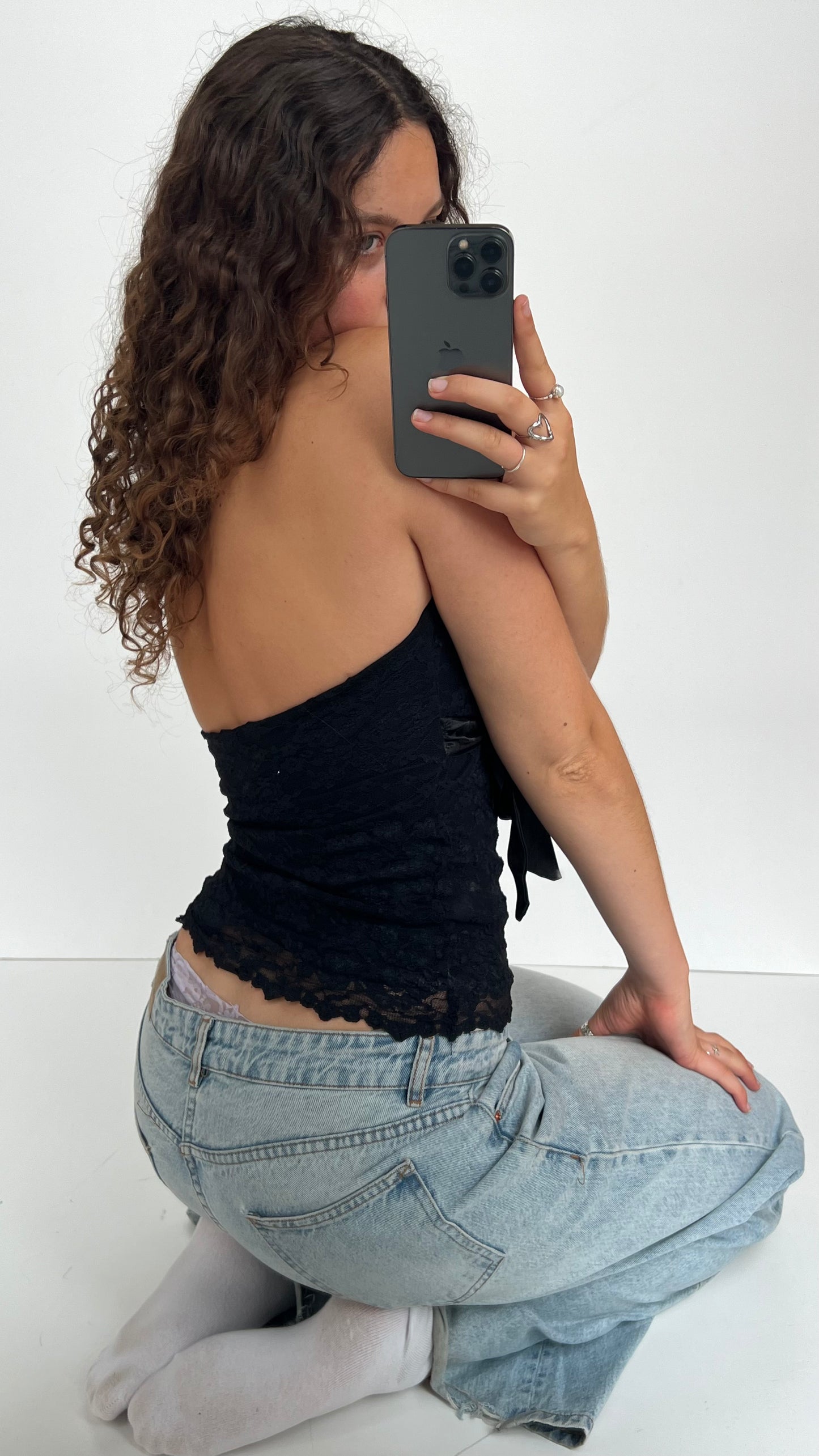 00s black lace cami- size L