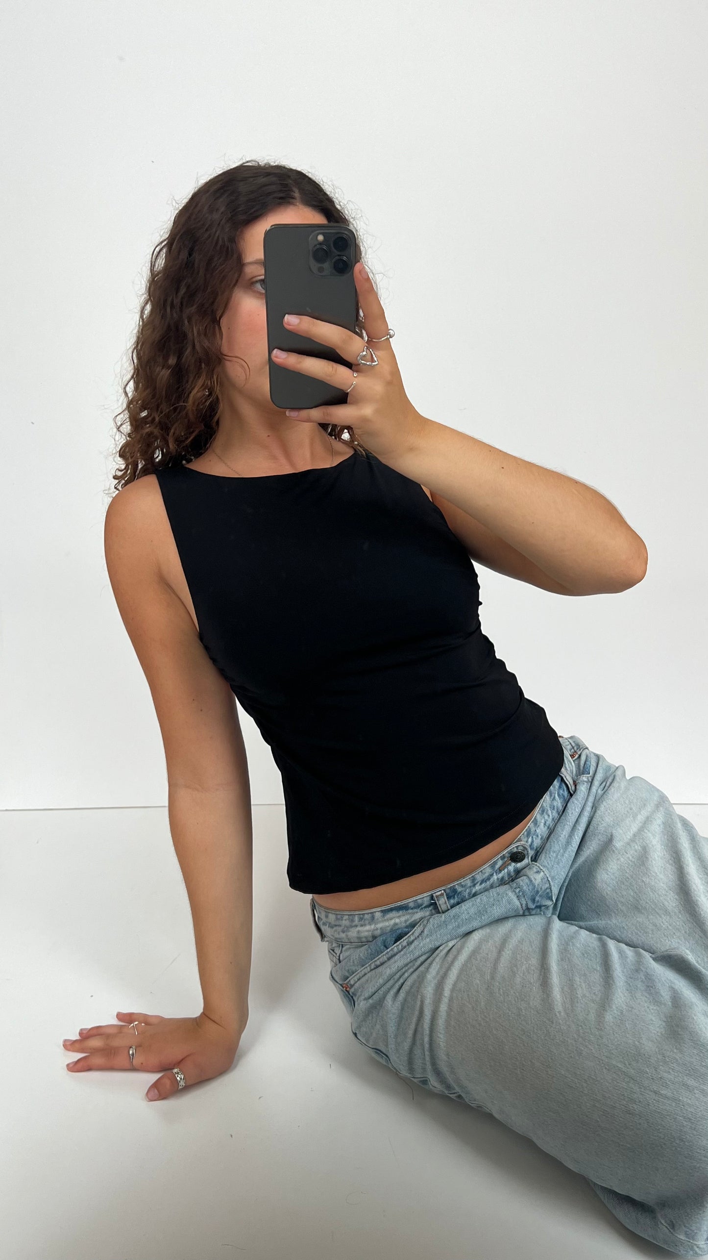 00s black backless cami- size M