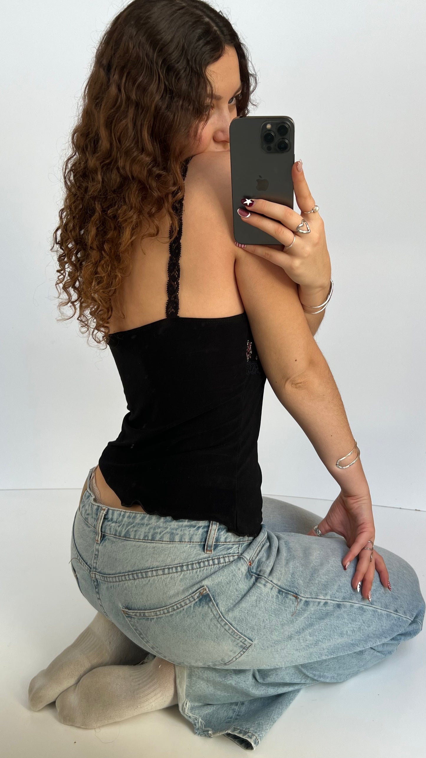 00s black lace cami- size M