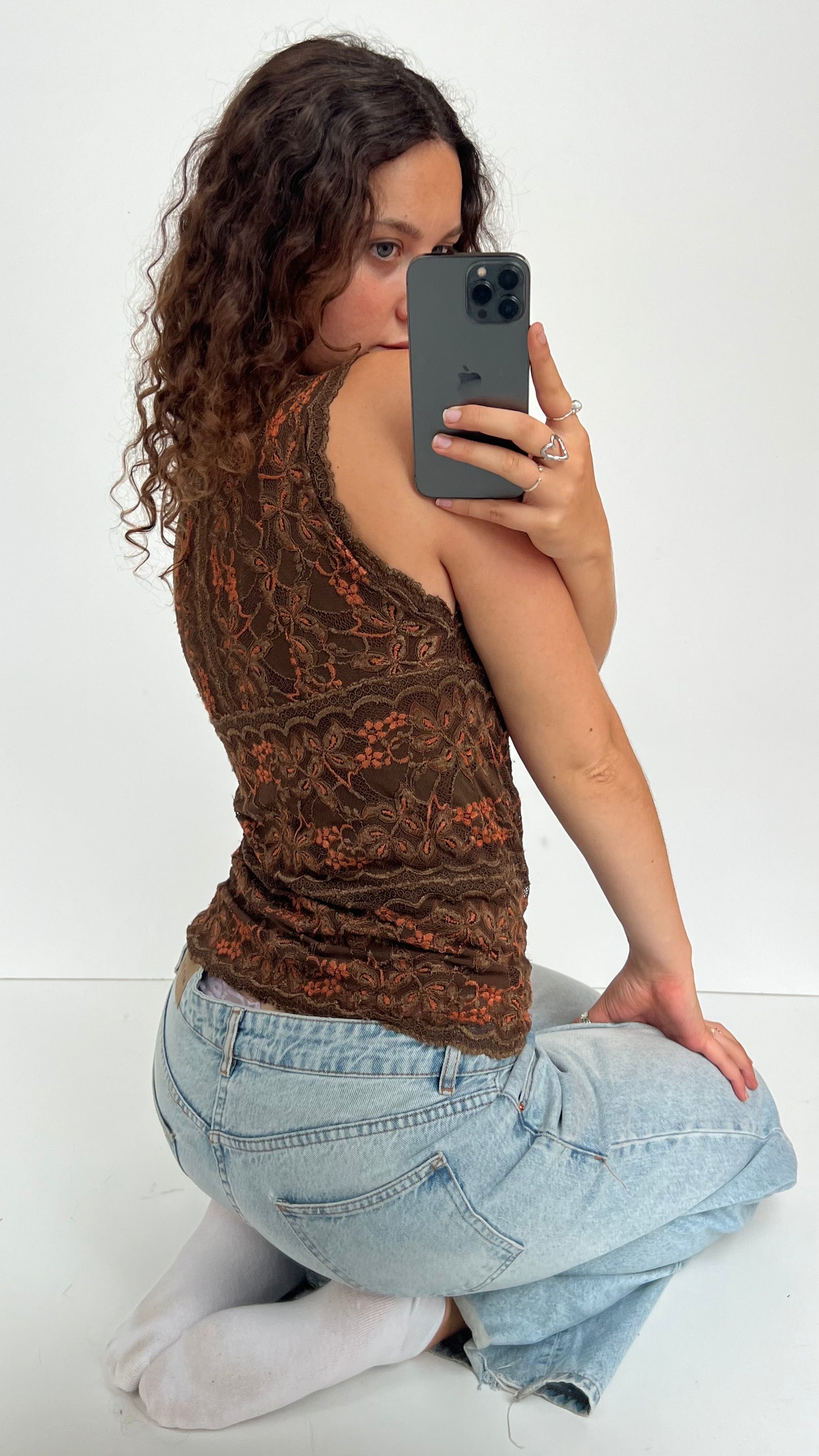 00s brown lace cami- size M