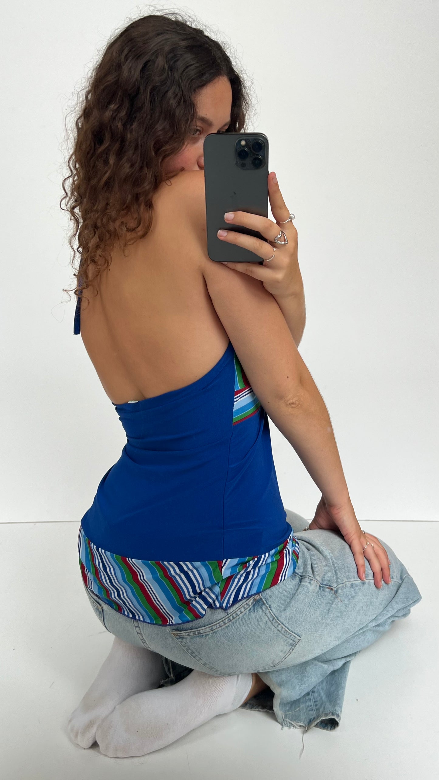 00s blue striped cami- size S