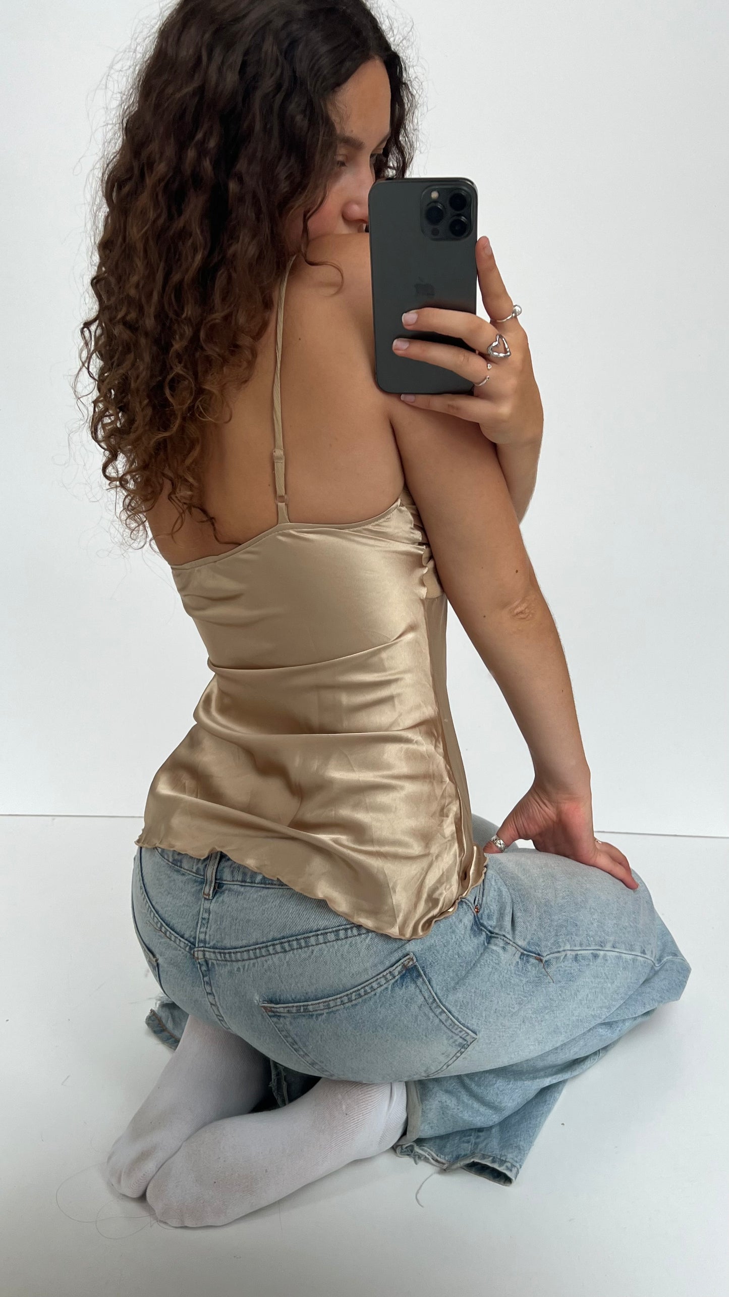 00s gold satin cami- size S