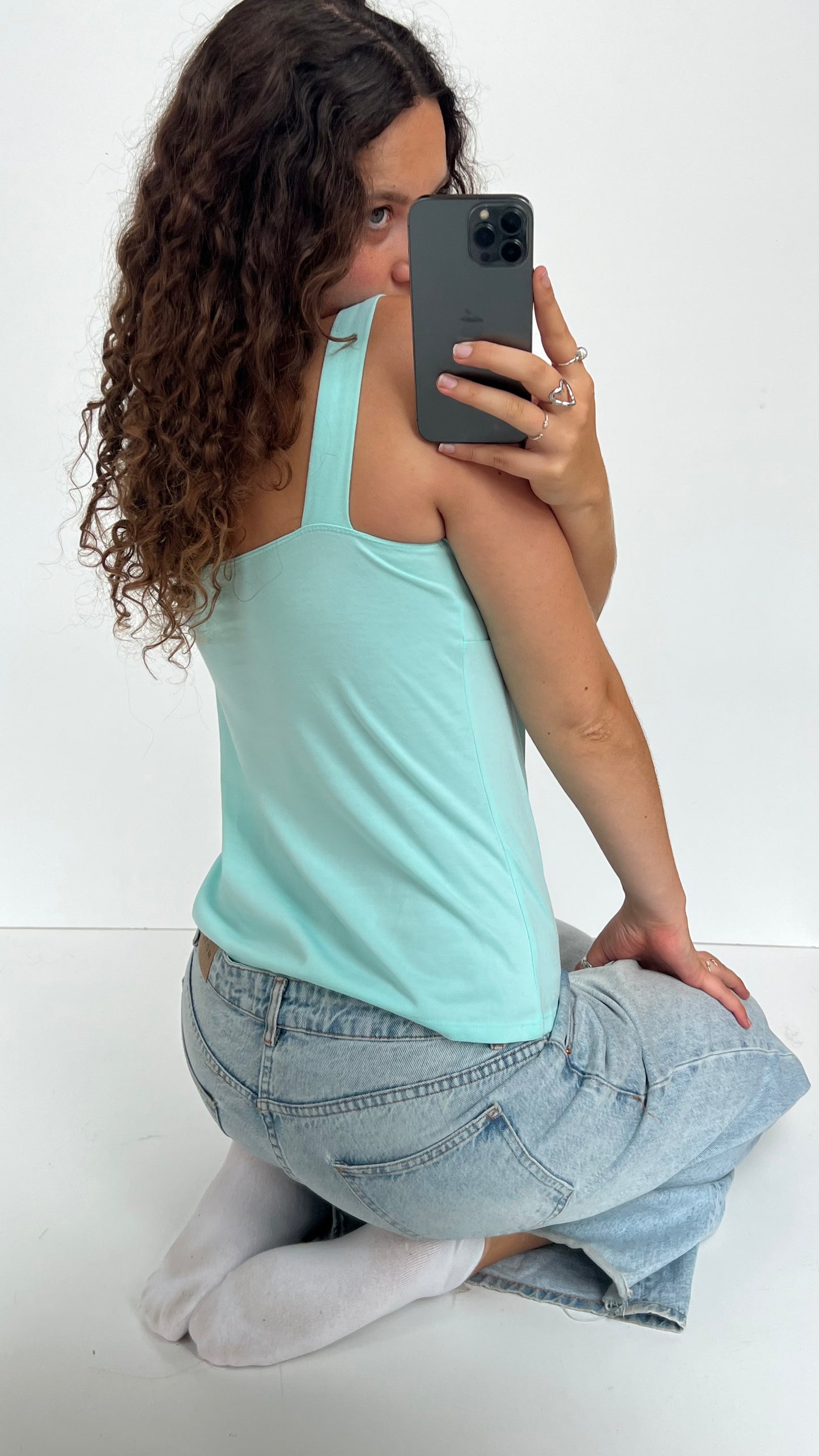 00s teal sequin cami- size L