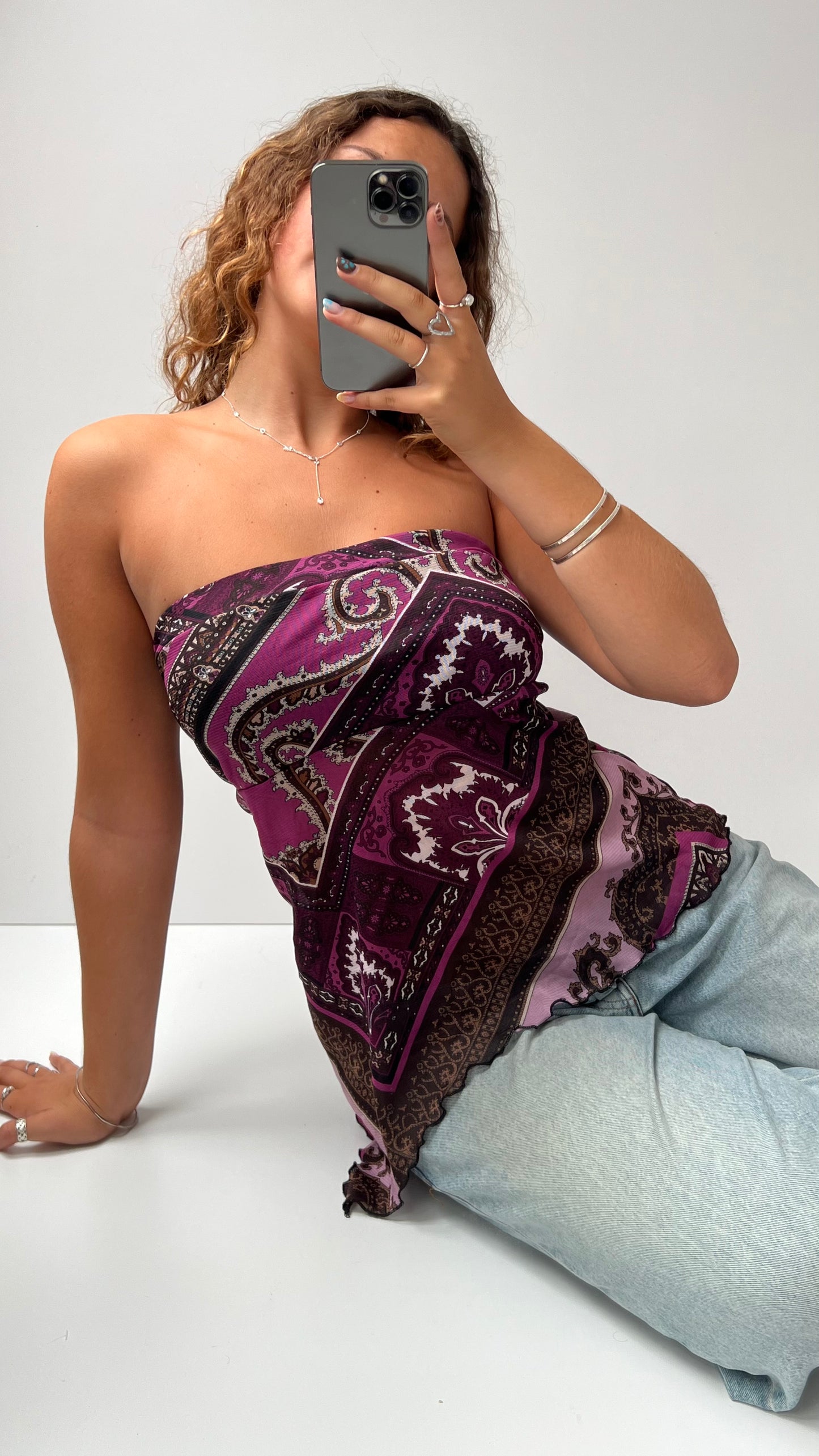 00s purple mesh strapless cami- size M