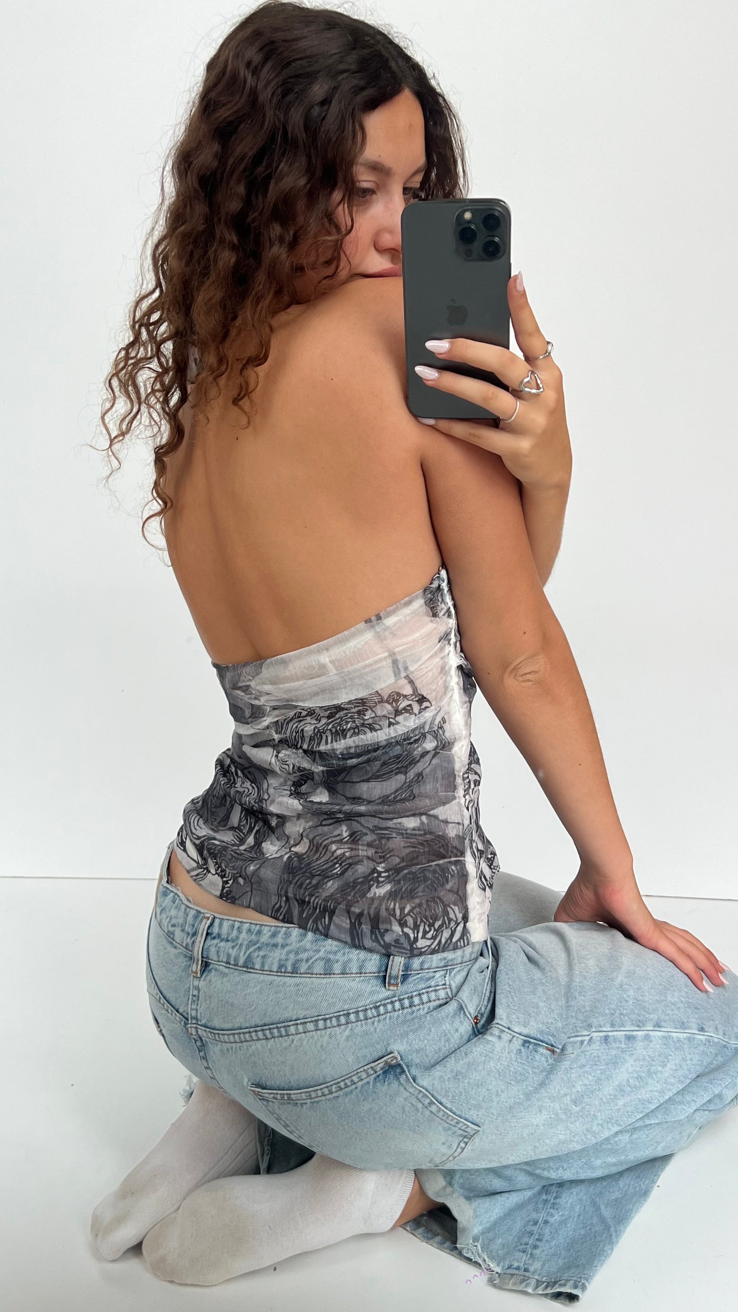 00s grey mesh halter cami- size L