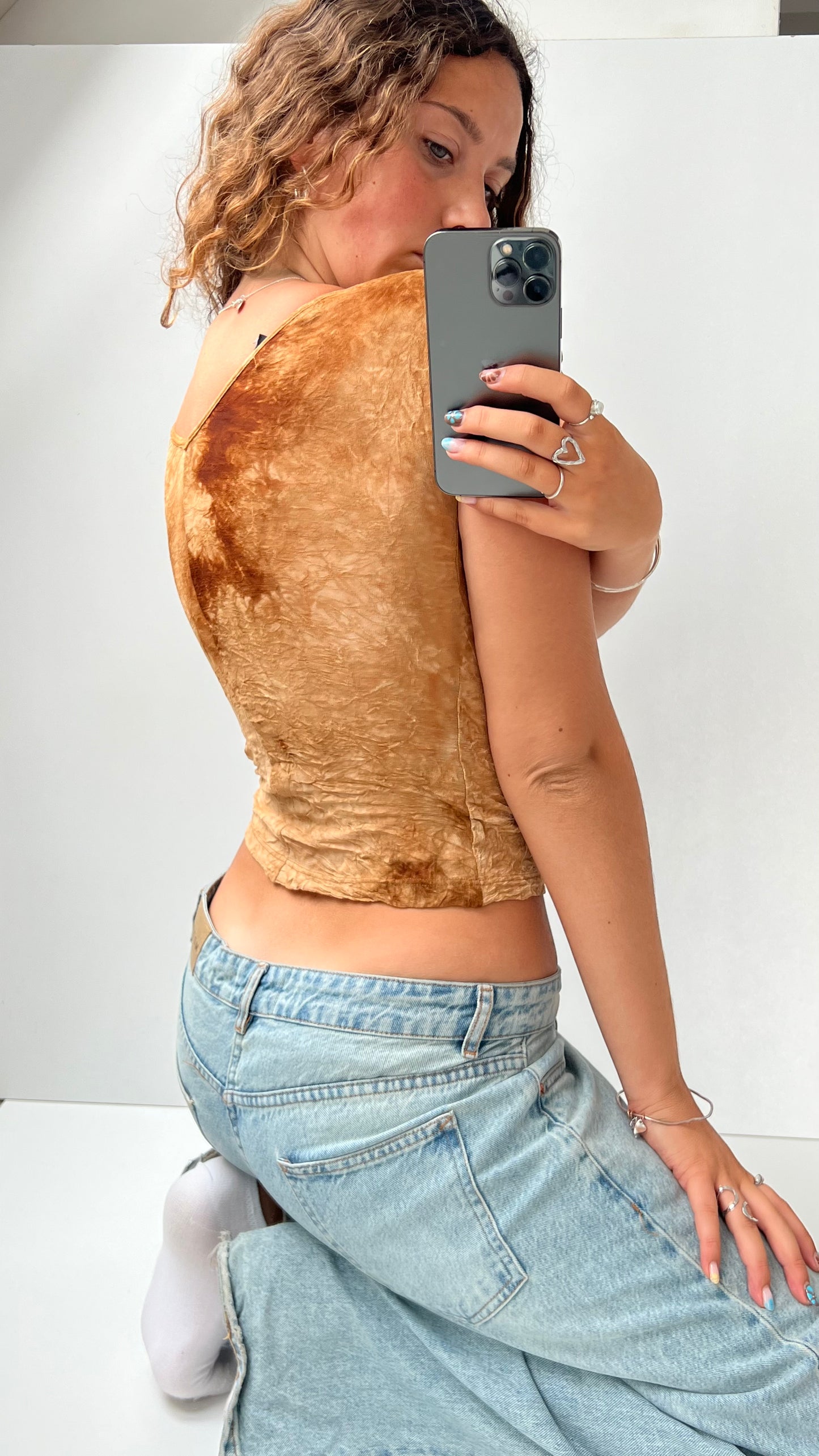 00s Wetseal brown babydoll top- size XS