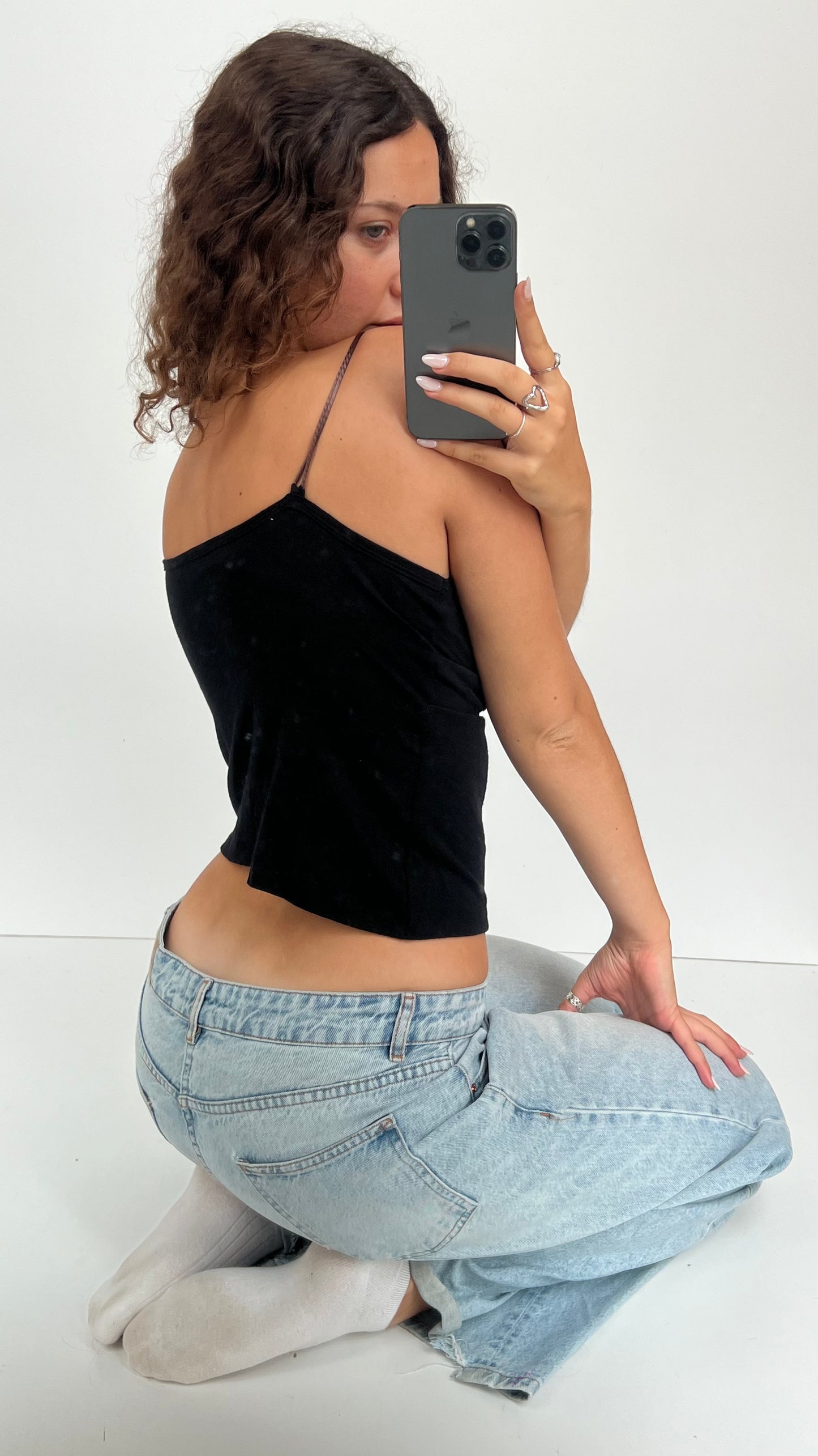 00s black beaded cami- size S