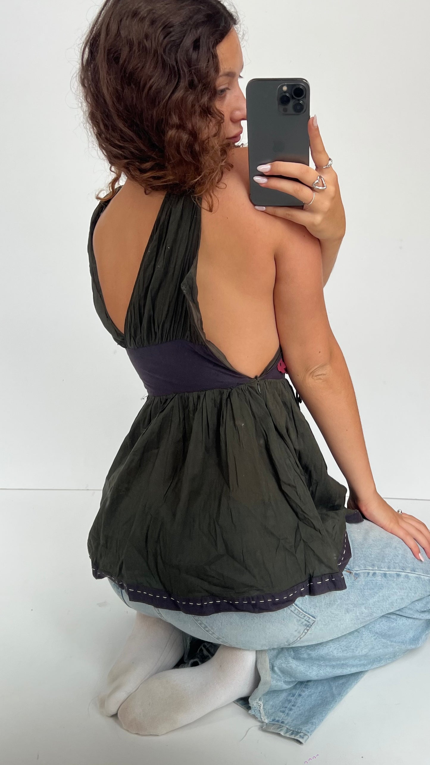00s khaki babydoll cami- size XS