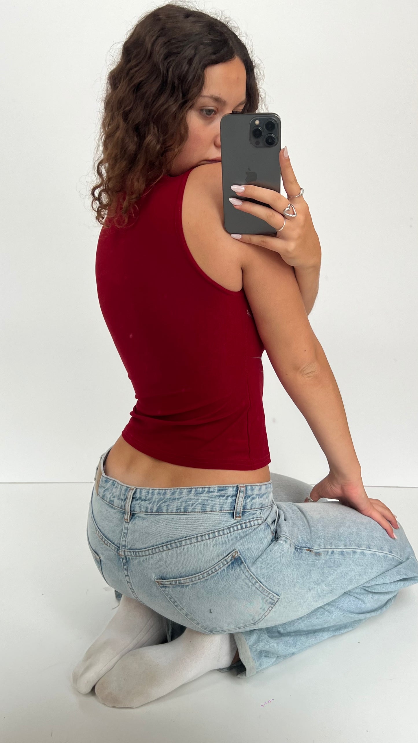 00s red glitter tank top- size S/M