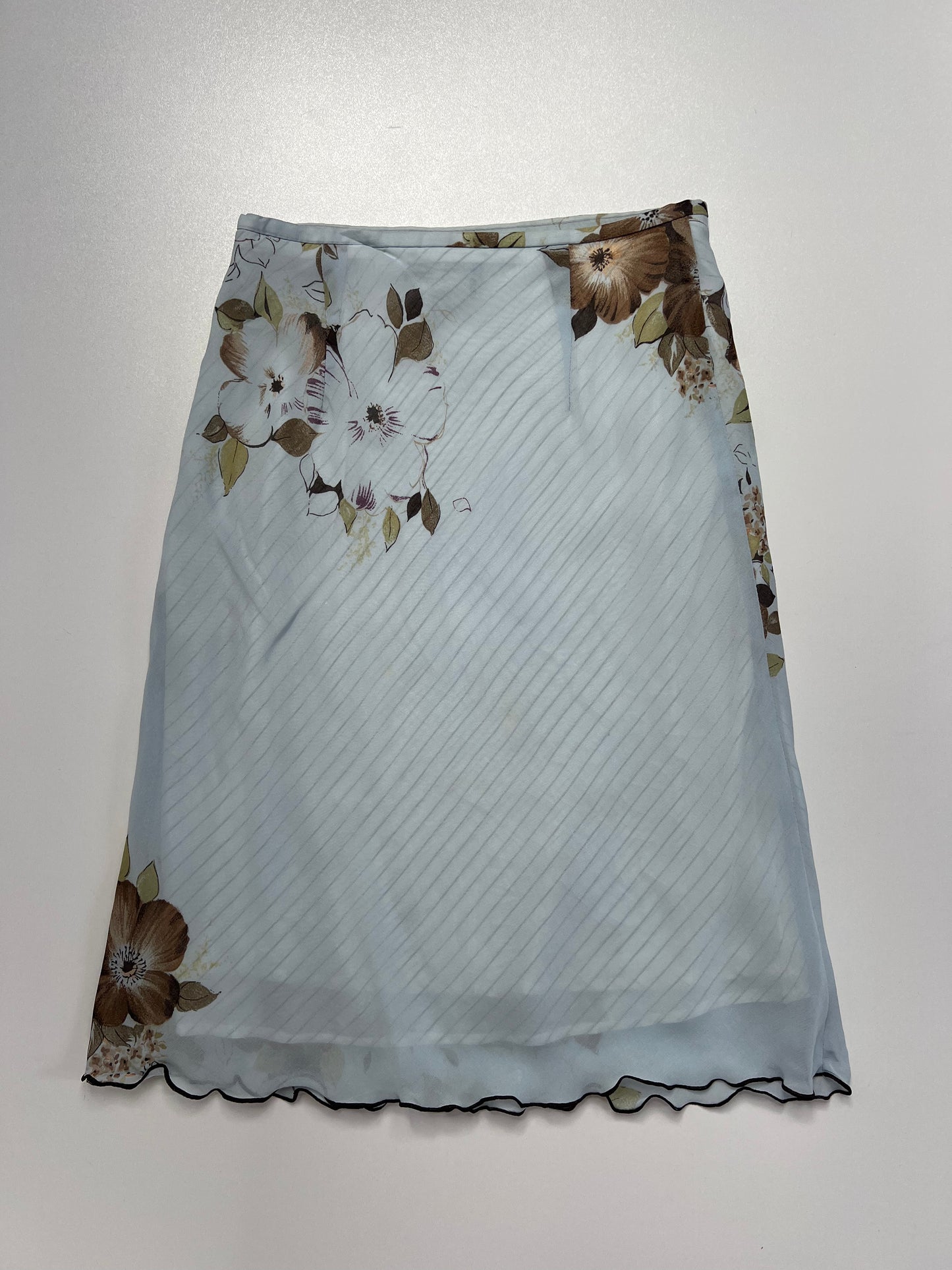00s blue mesh floral midi skirt- size XS