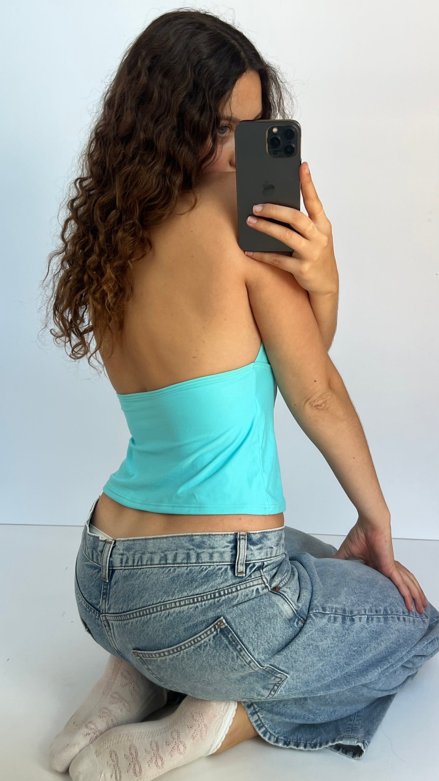 00s teal beaded cami- size M