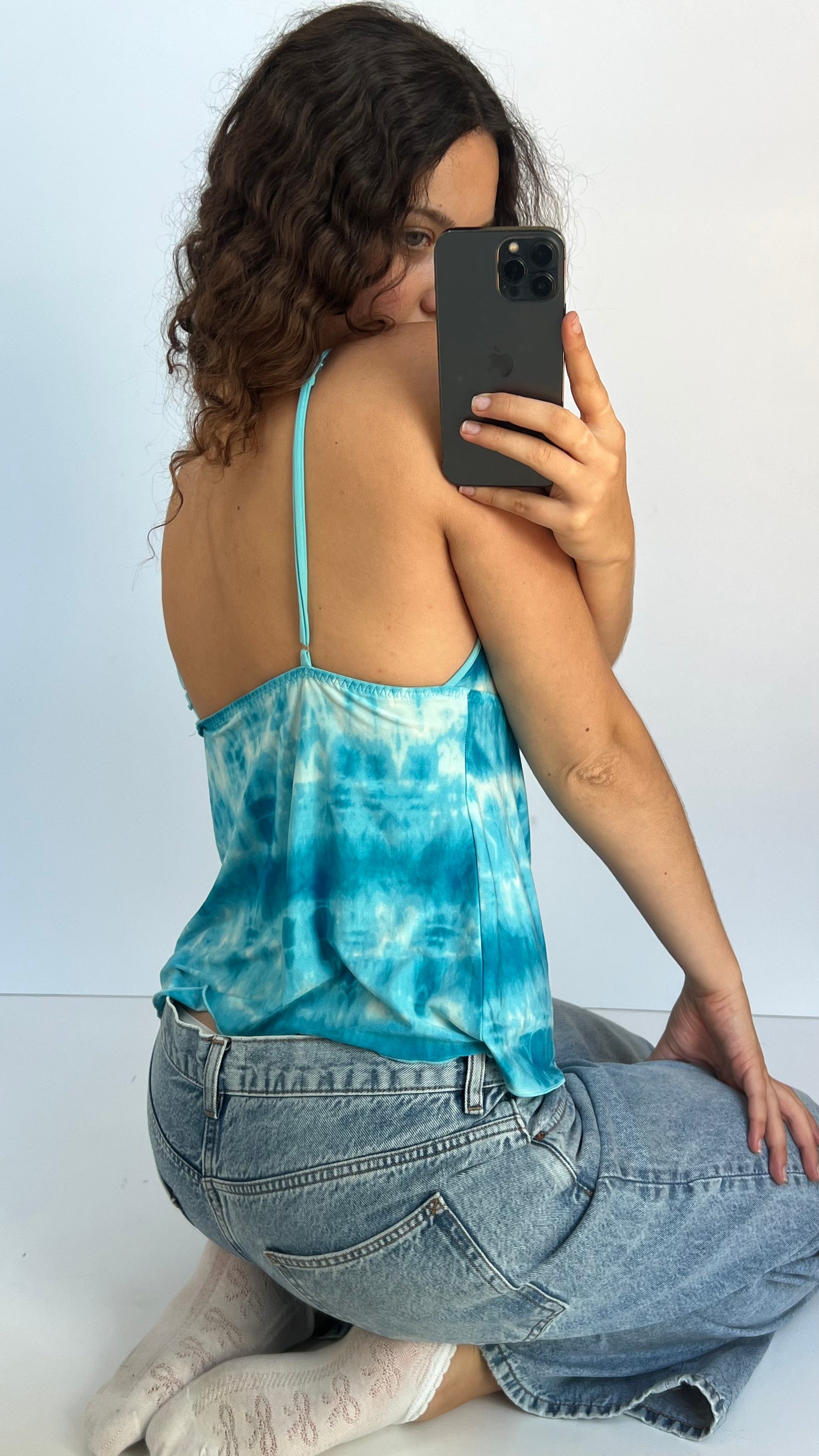 00s blue tie dye cami- size M