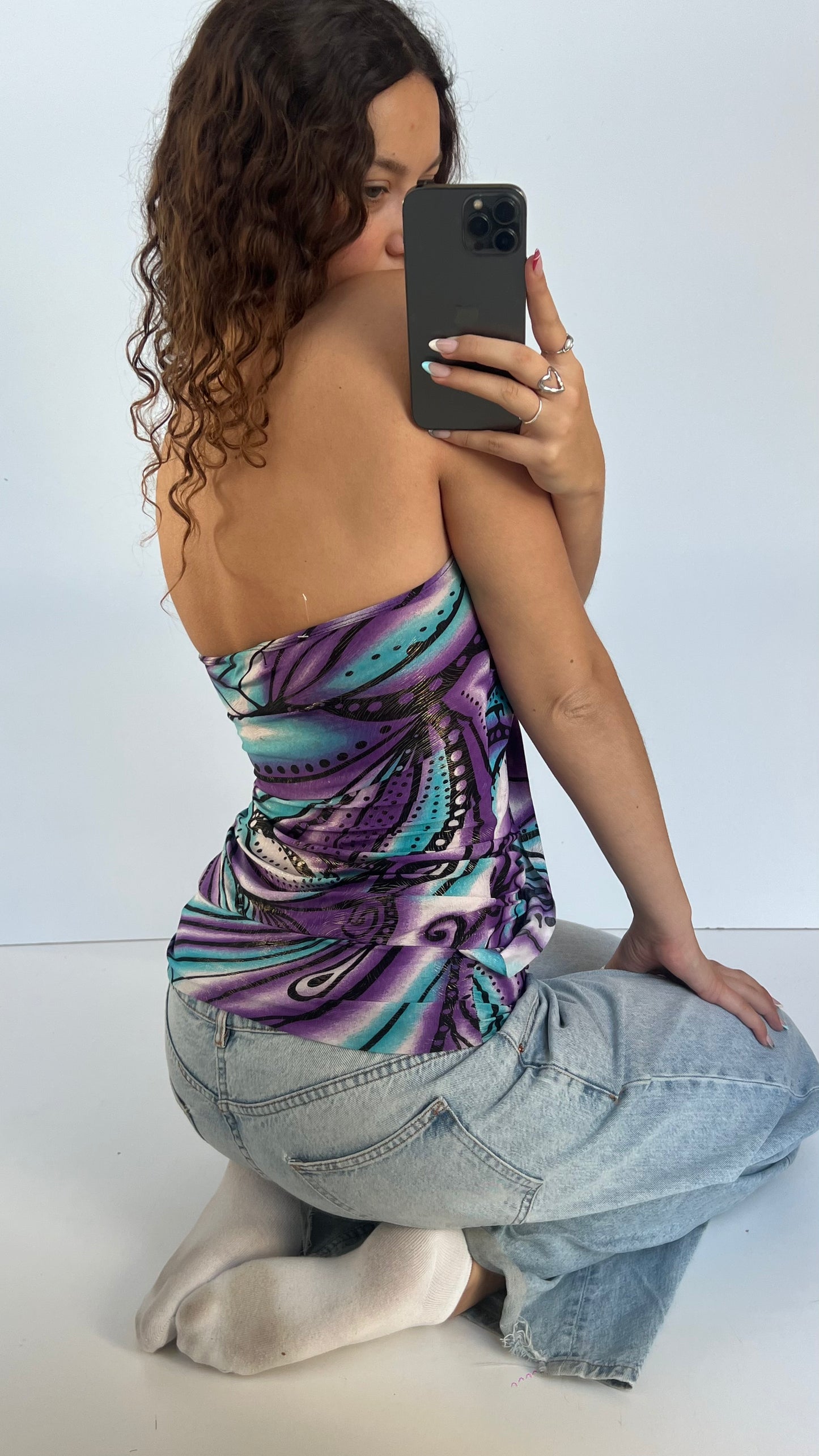 00s purple blue top- size S