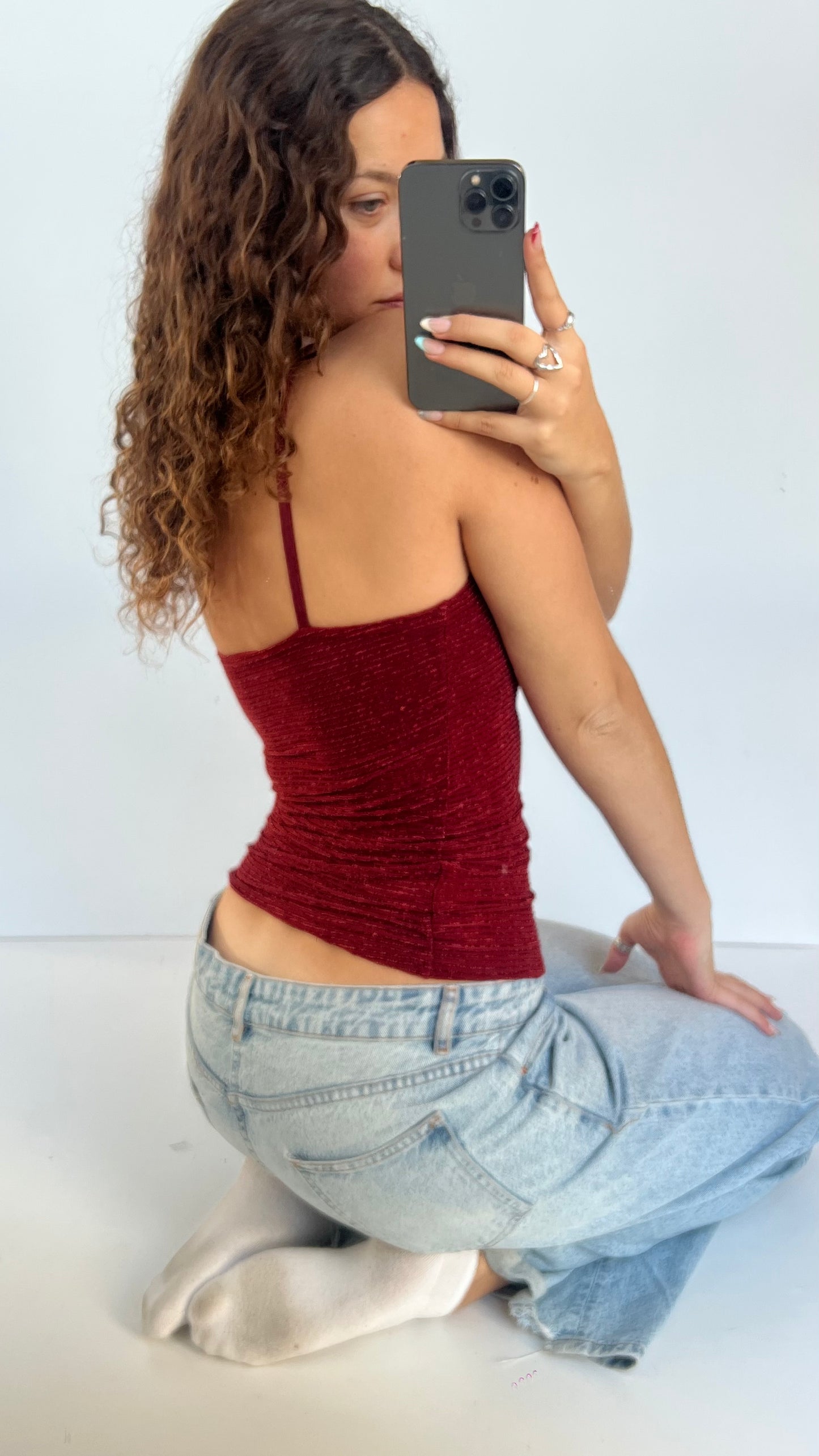 00s red glitter cami- size S