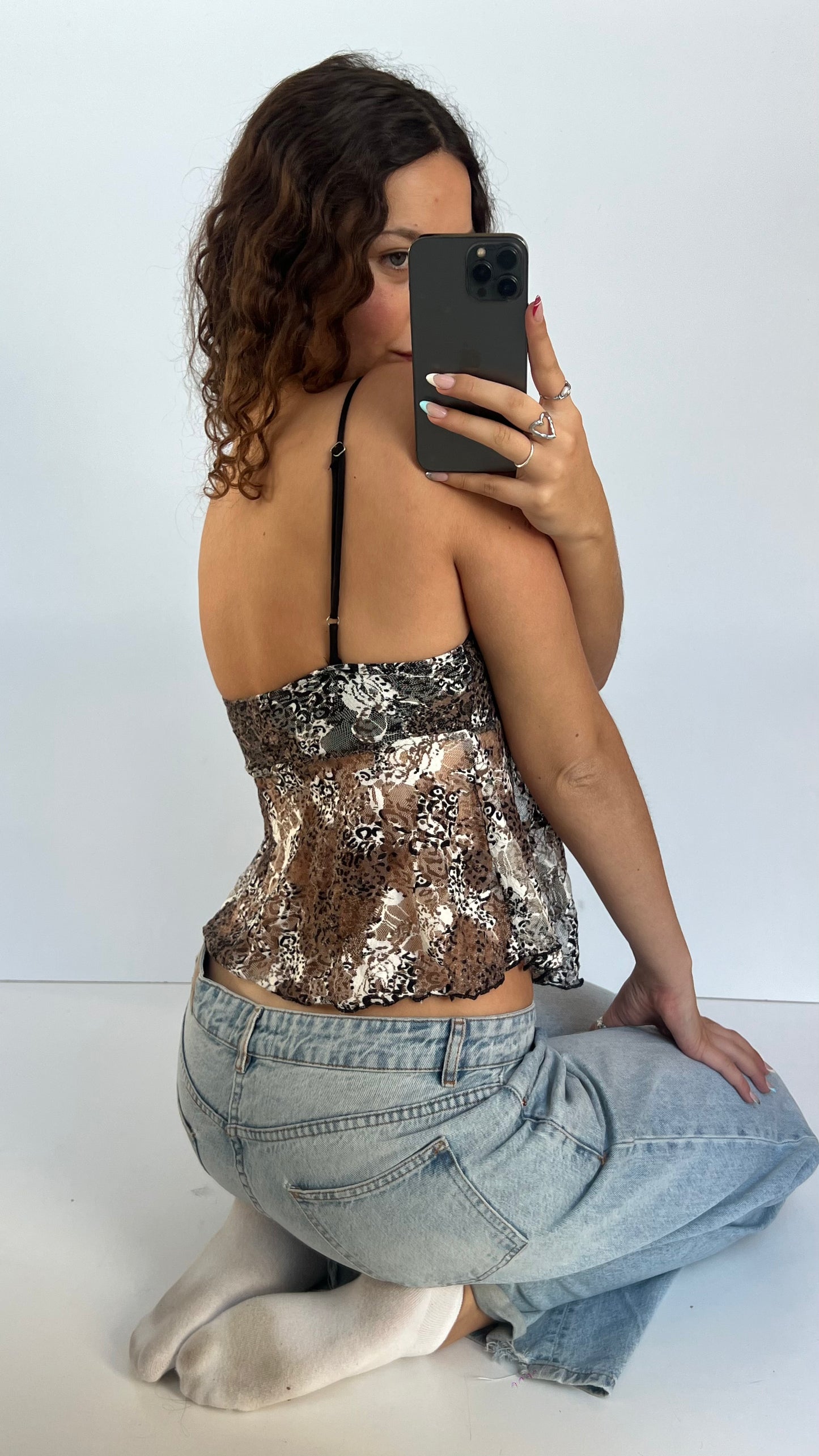 00s brown lace cami- size S