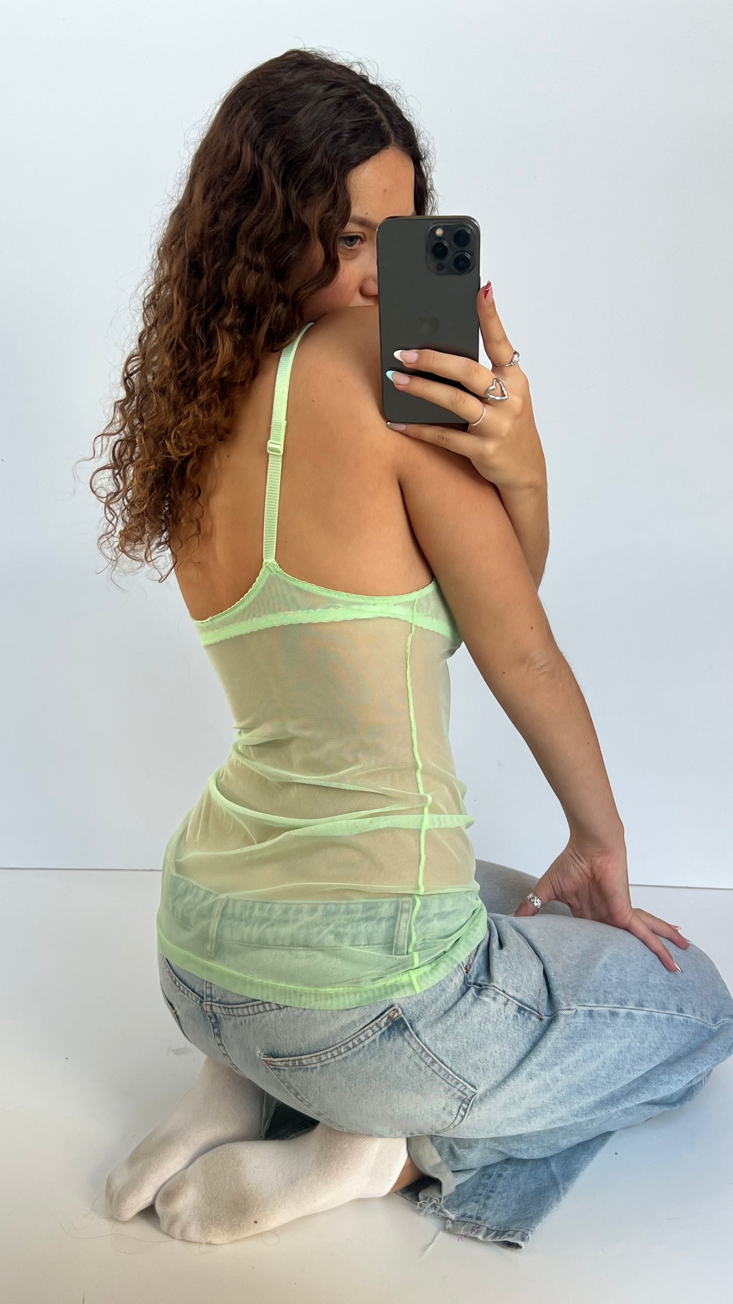00s green mesh corset- size S