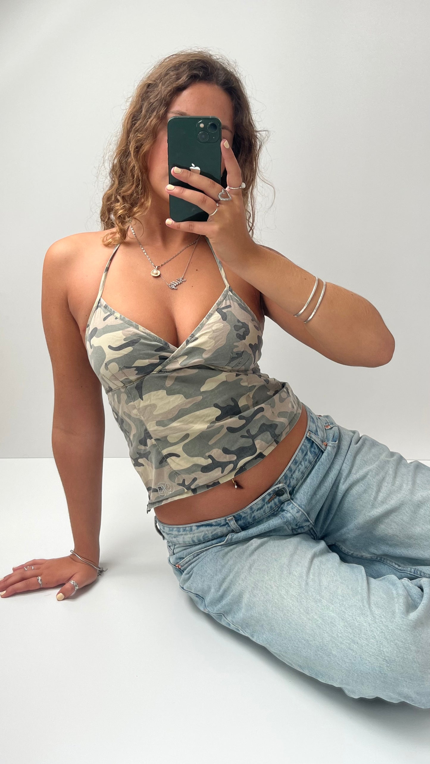 00s camo halter cami- size XS