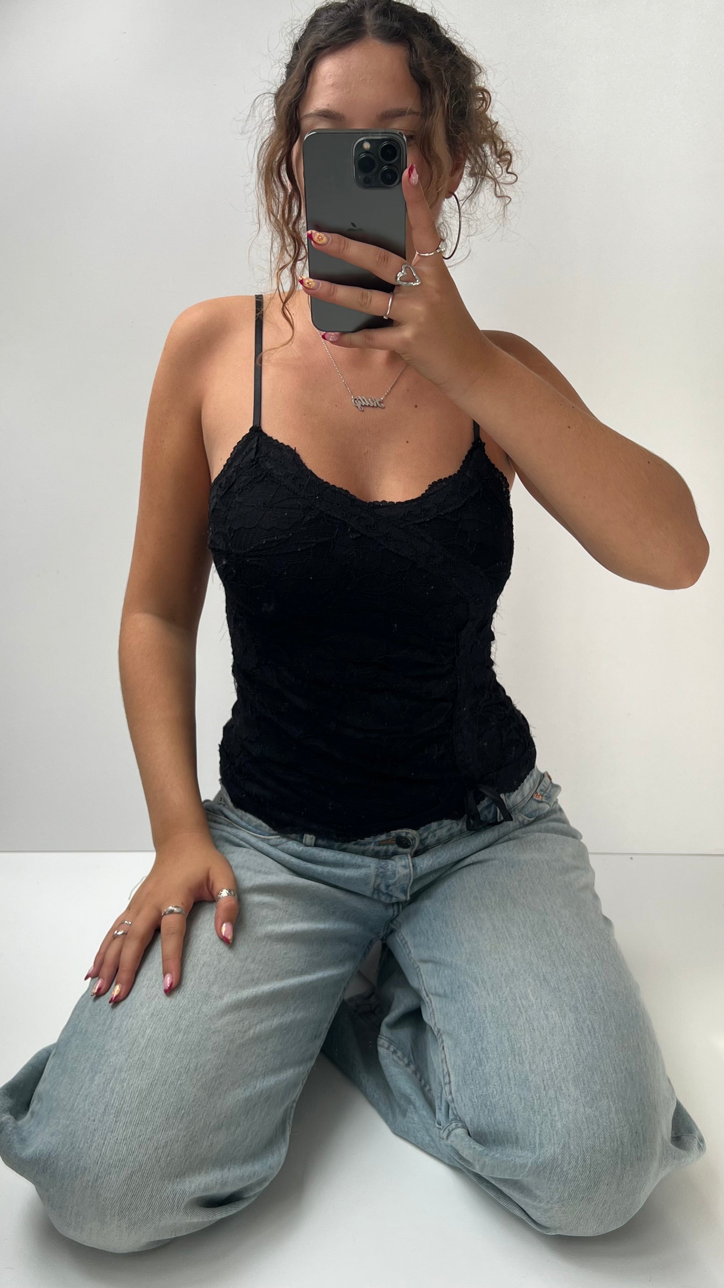 00s black lace cami- size S/M