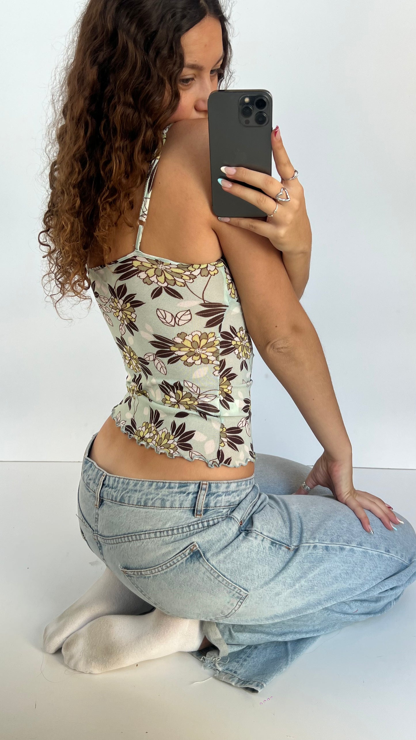 00s blue floral cami- size XS/S