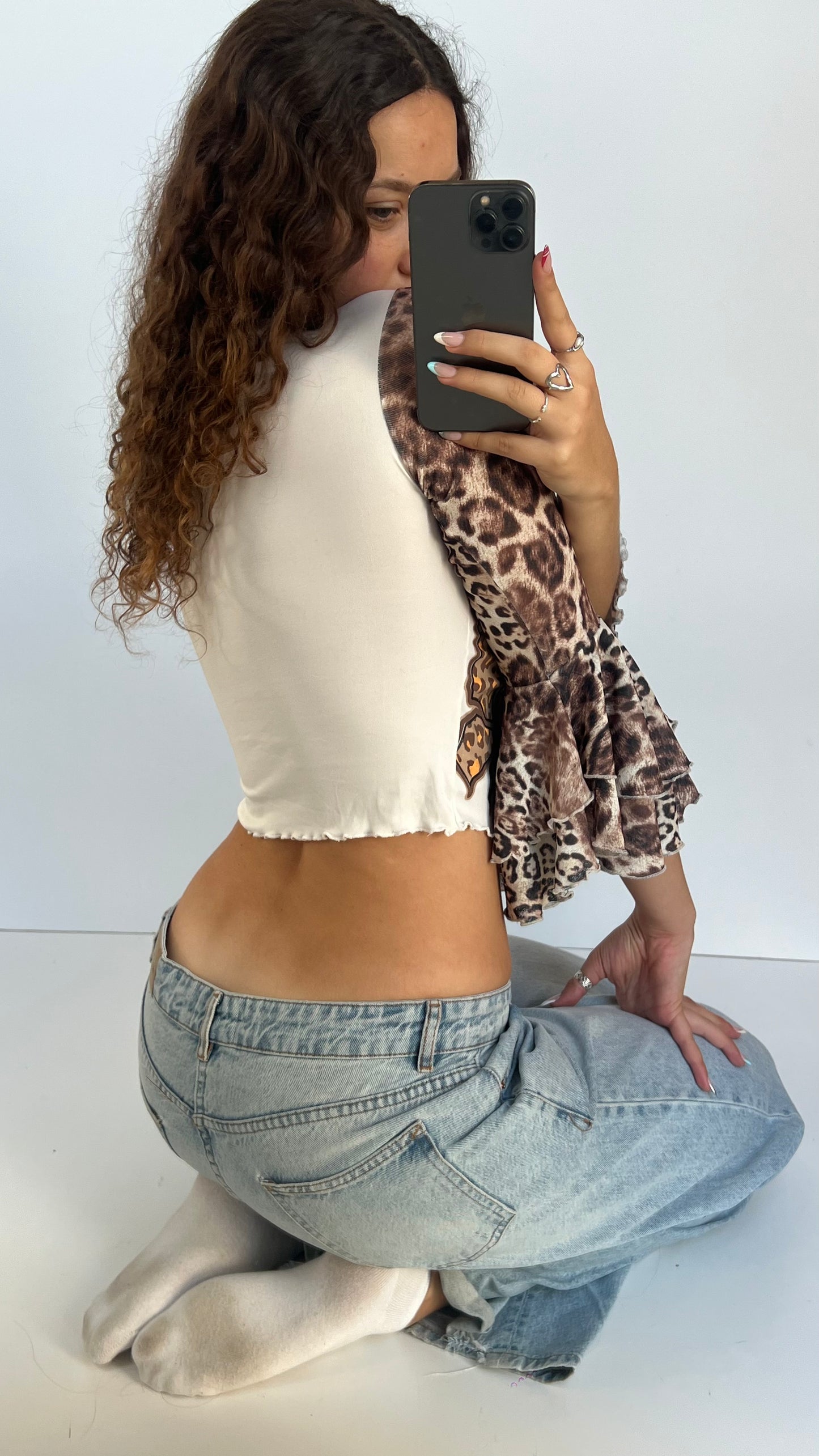 00s brown butterfly top- size XS