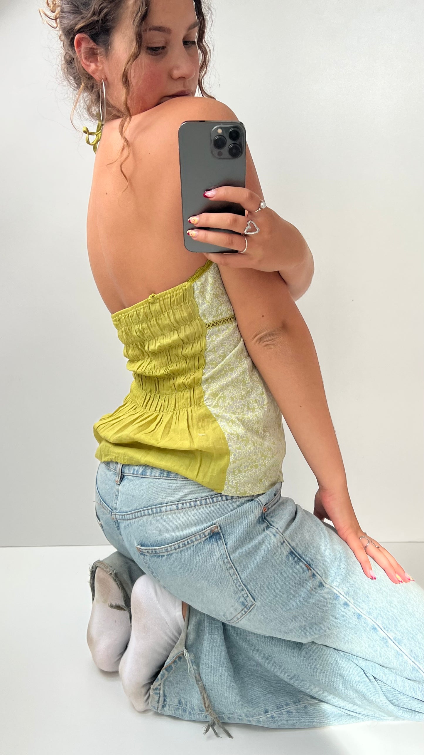 00s green floral cami- size M