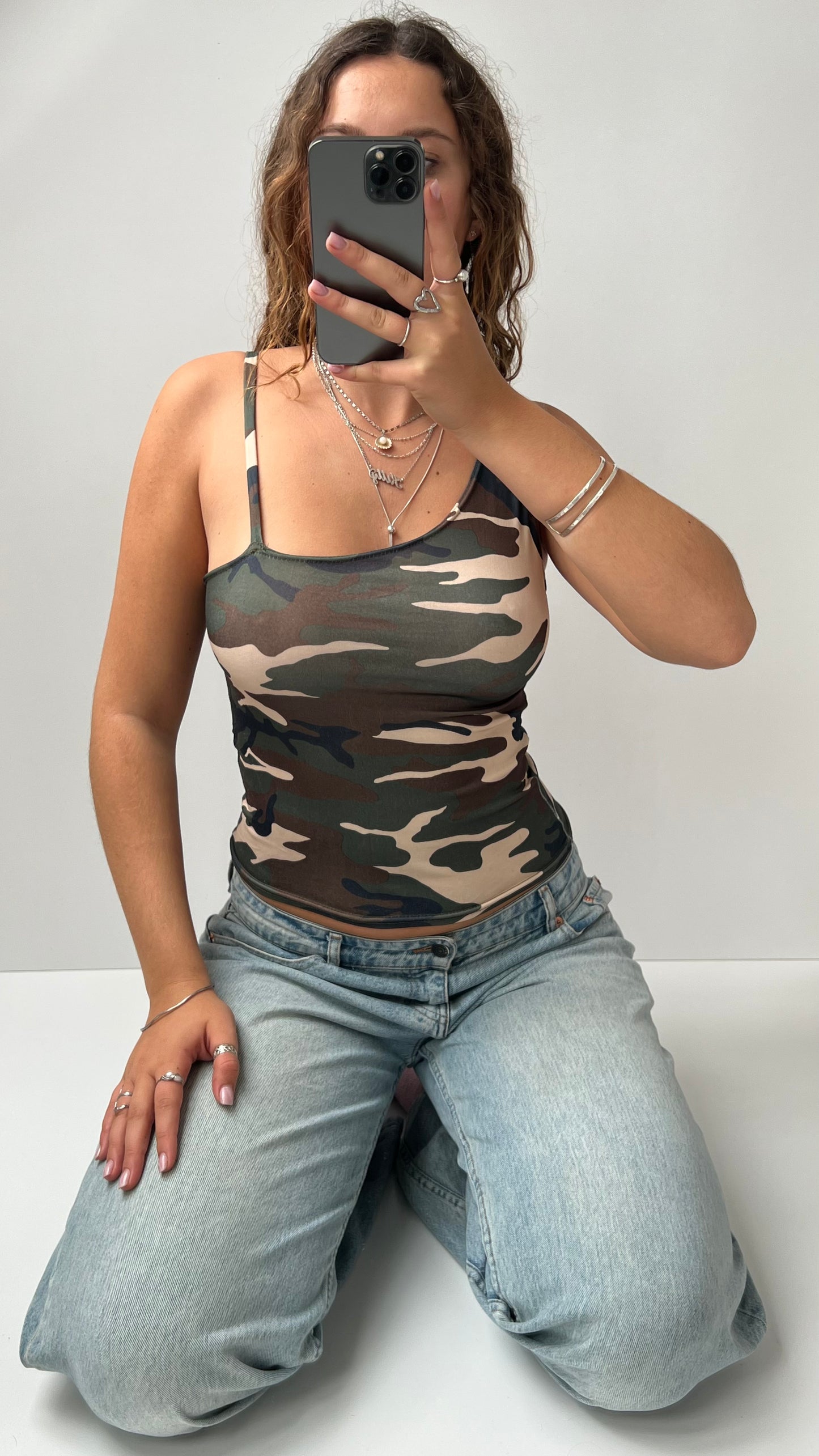 00s camo print cami- size S