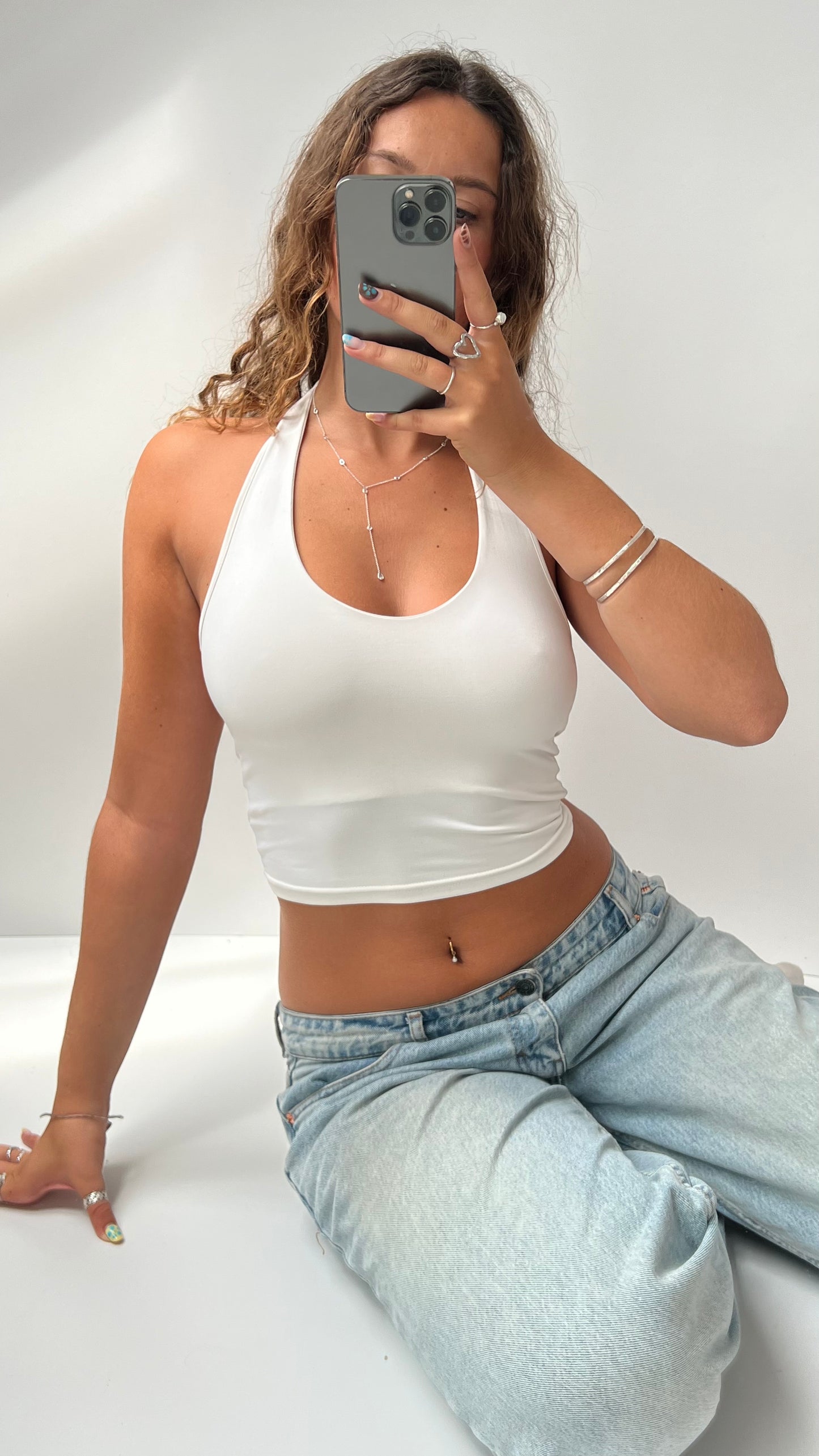 00s white halter cami- size XS