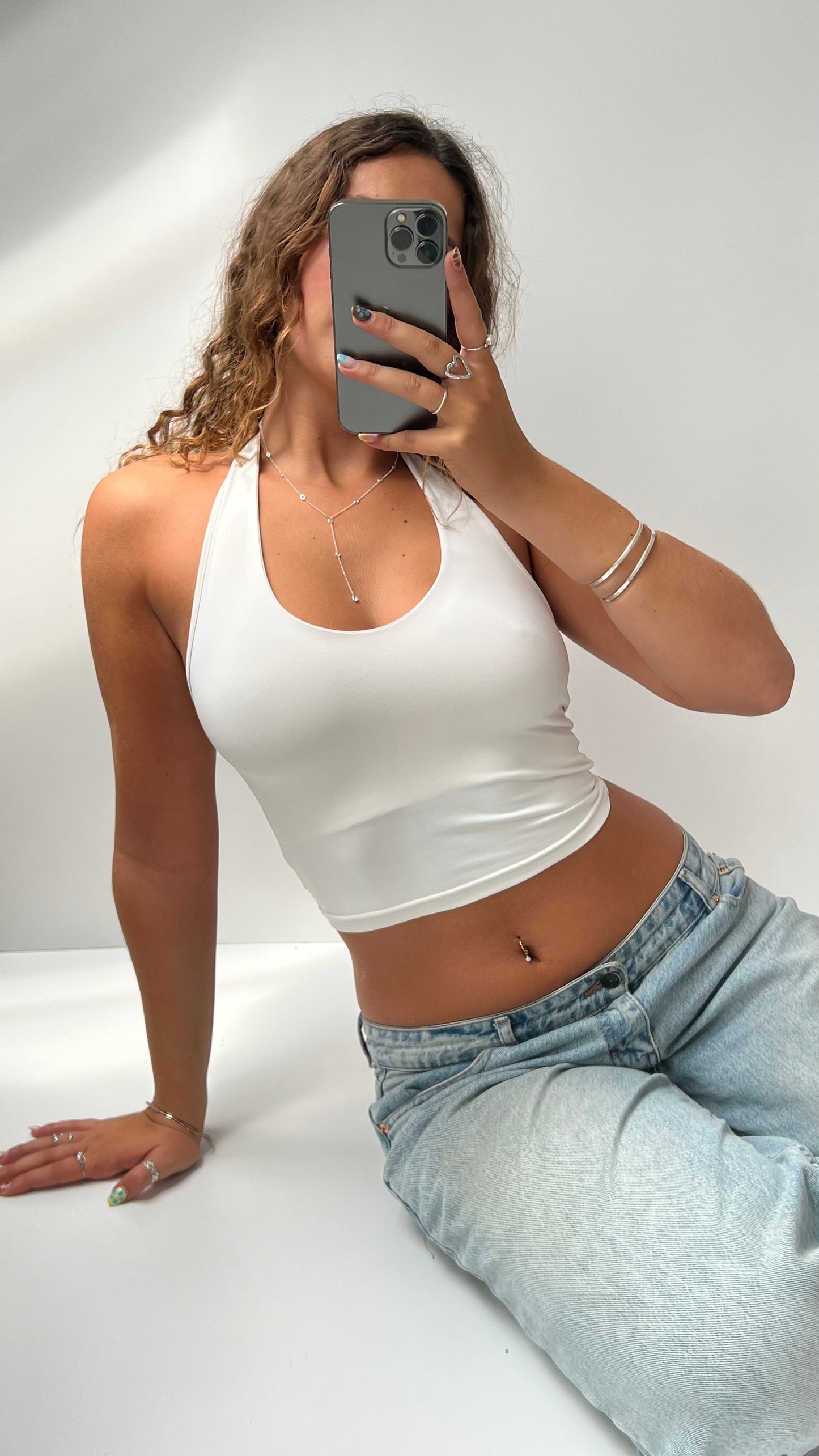 00s white halter cami- size XS