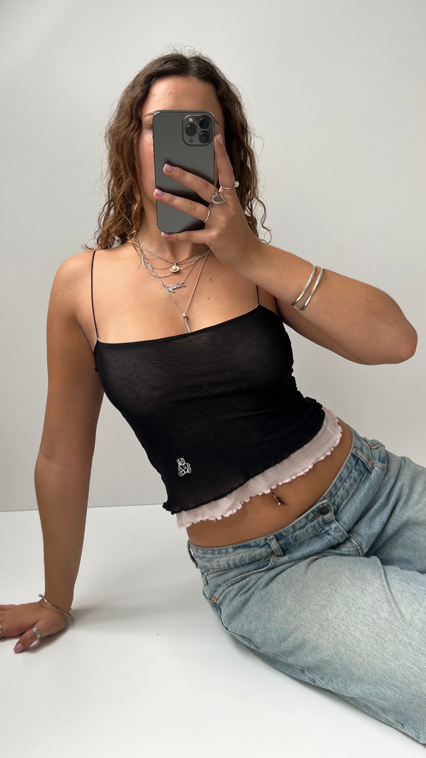 00s black mesh cami- size S