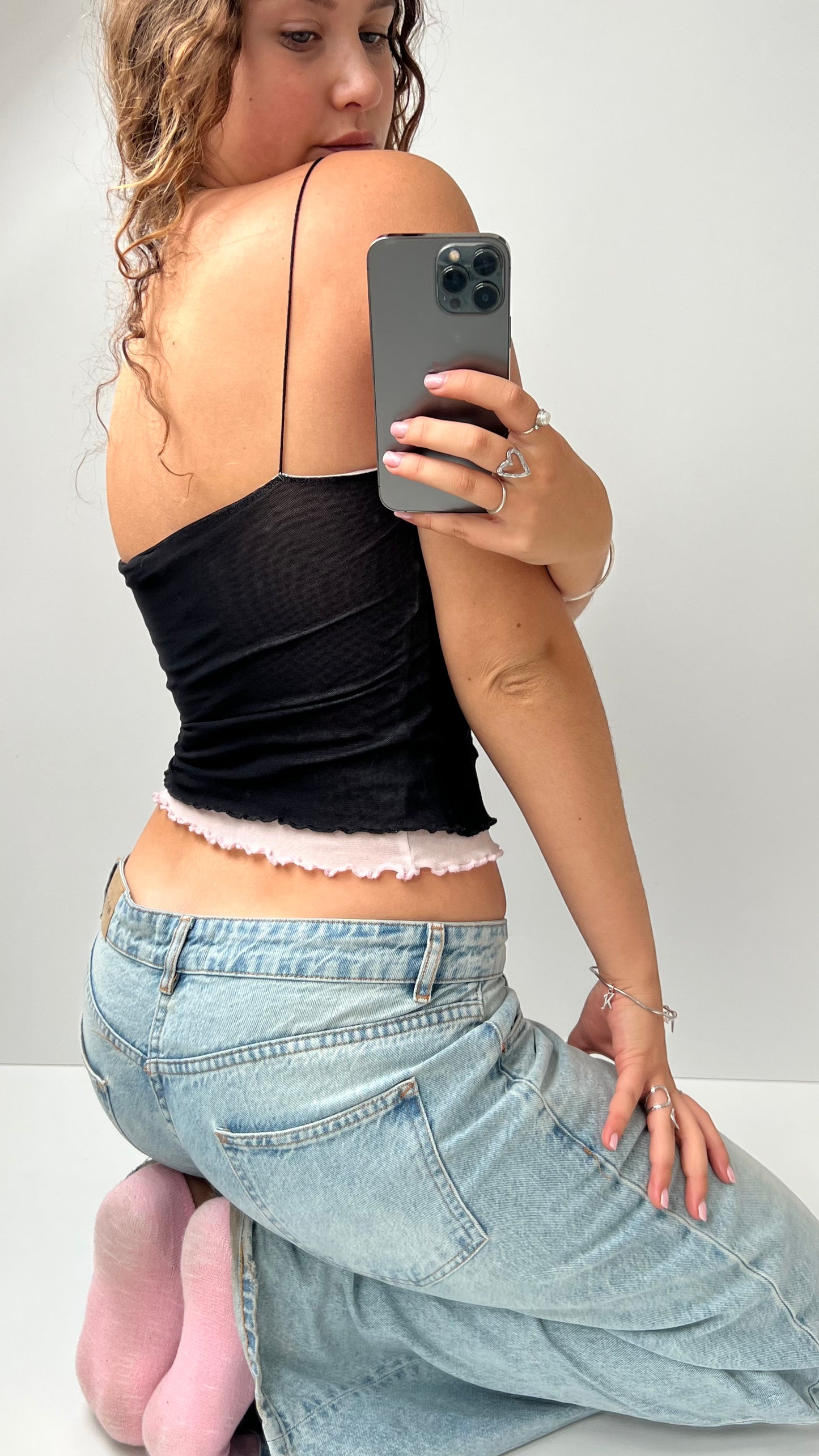 00s black mesh cami- size S