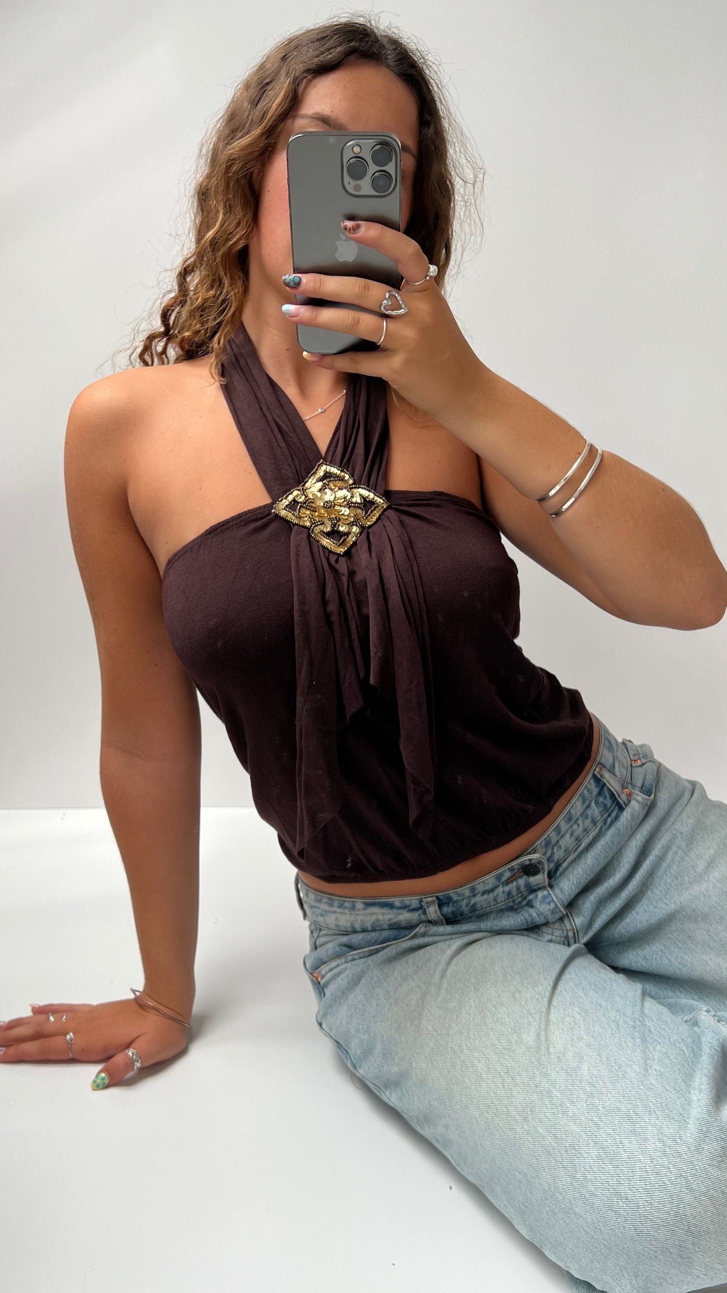 00s brown halter cami- size S