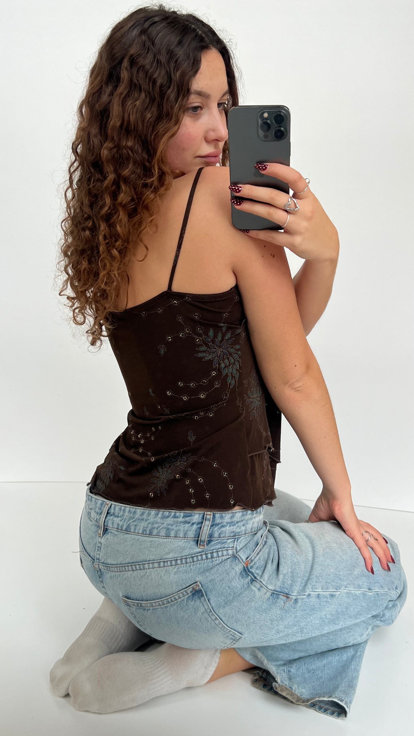 00s brown asymmetric cami- size L