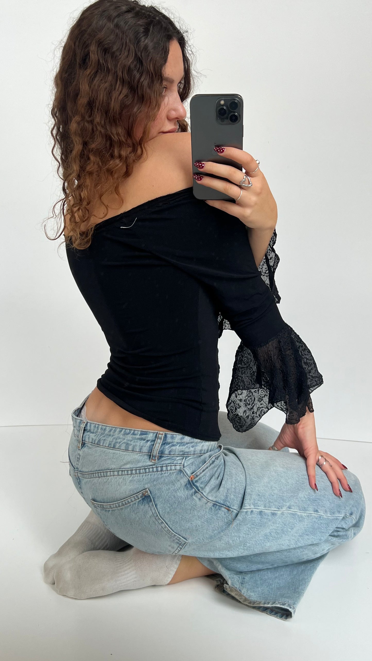 00s black long sleeve top- size S