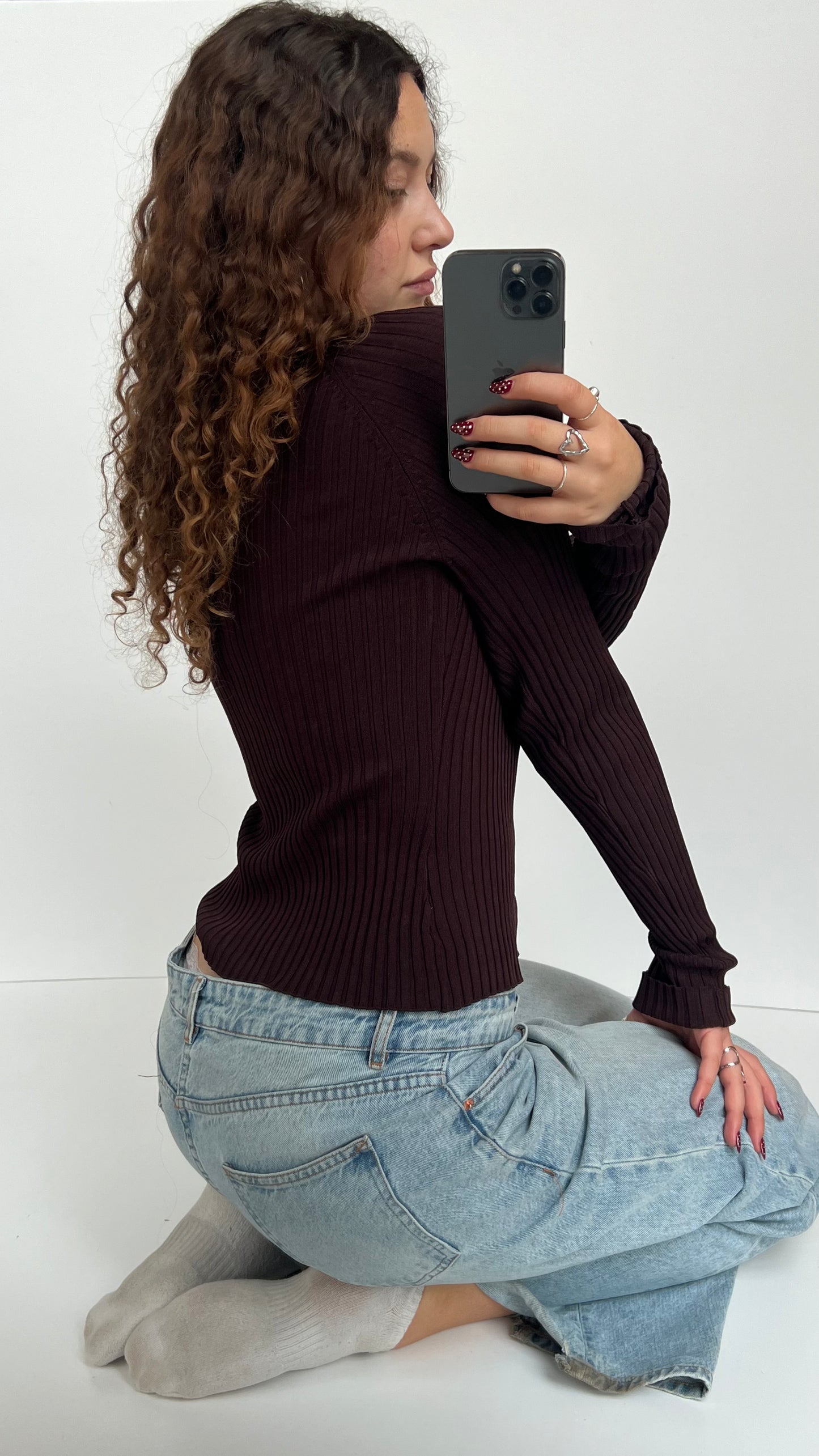 00s brown diamanté zip up- size S/M