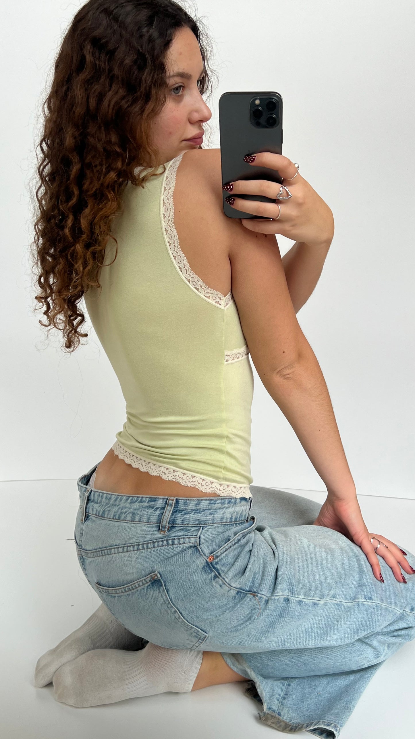 00s green lace cami- size S