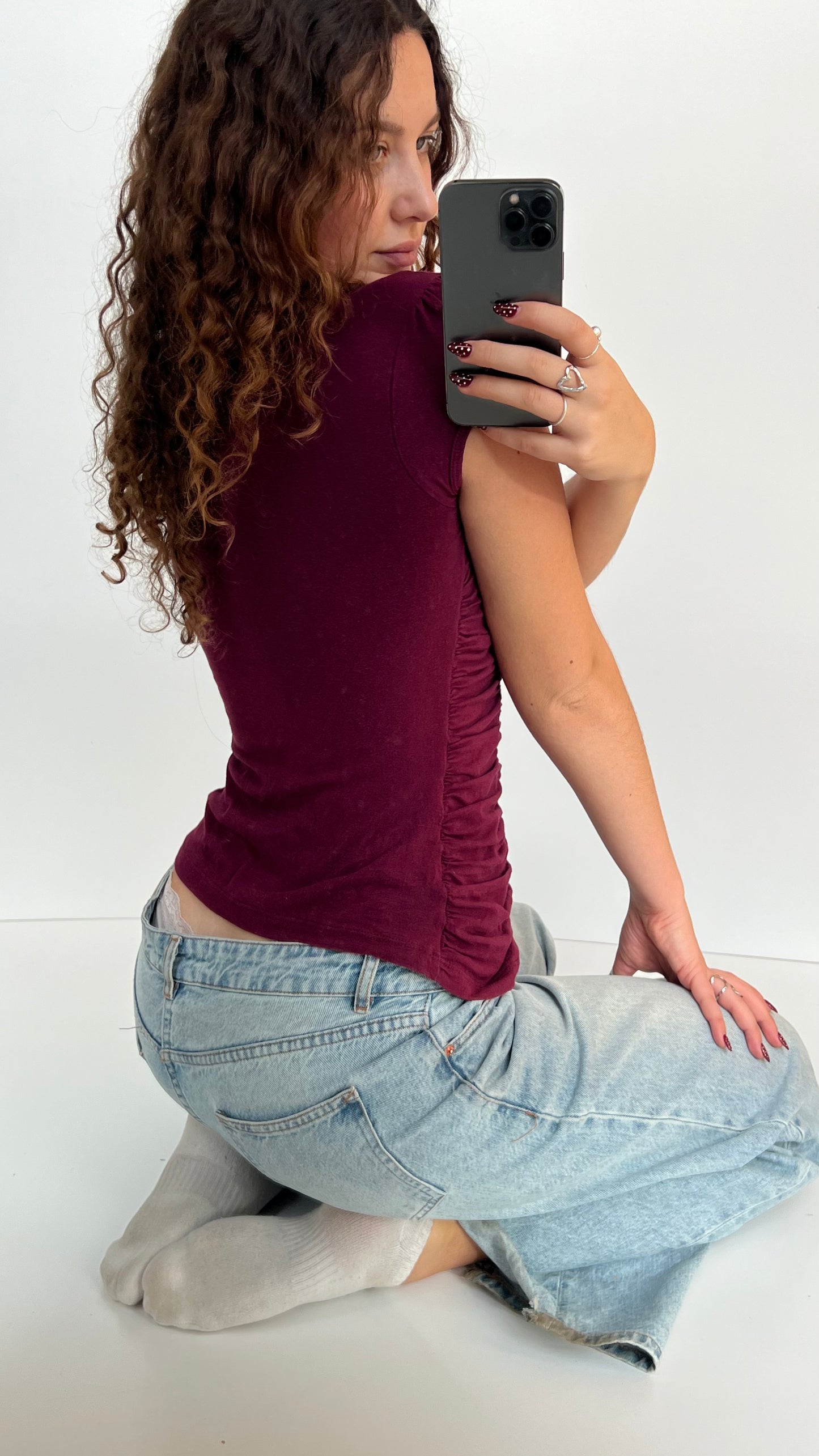 00s burgundy Baby Phat tee- size XL