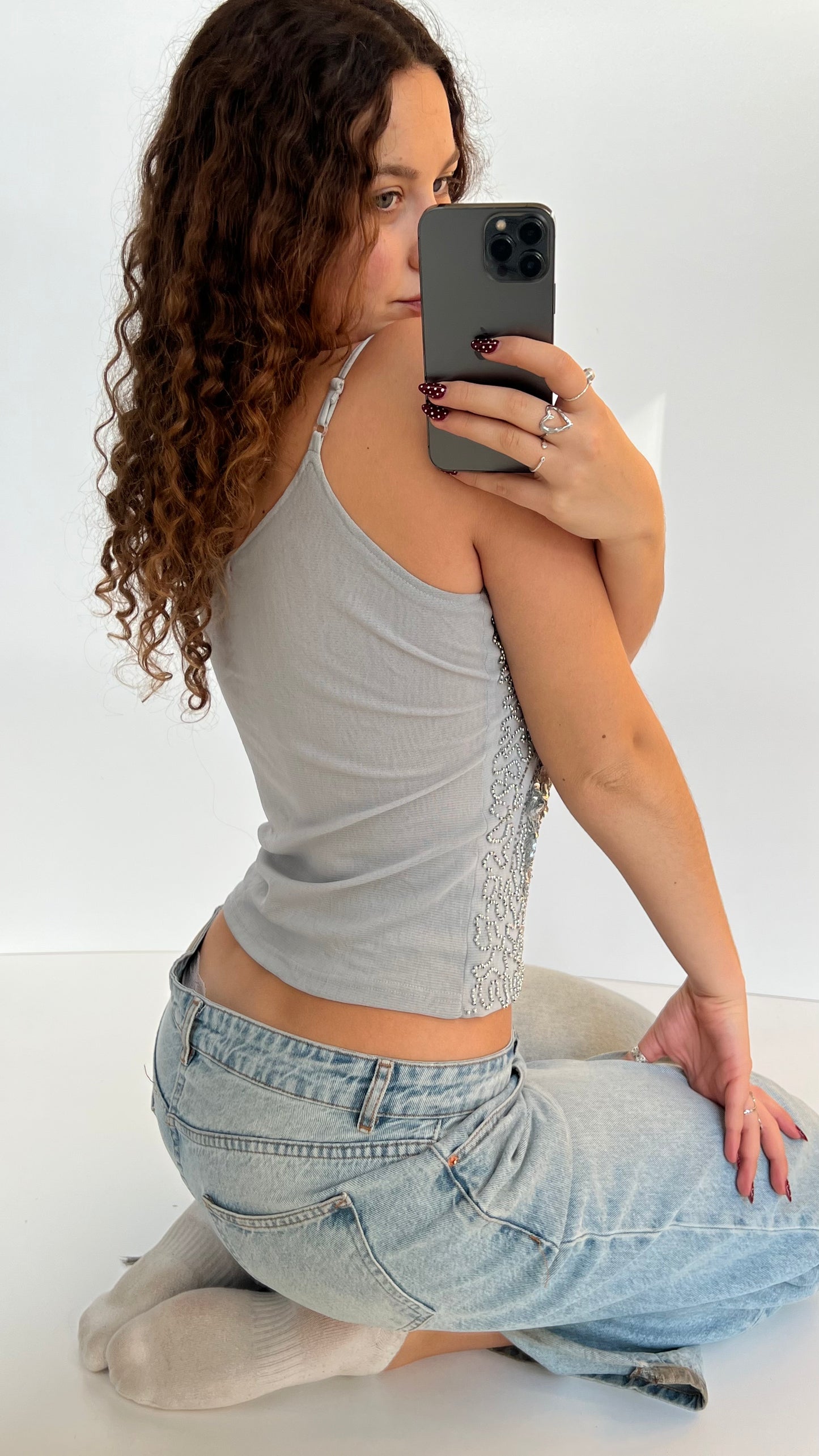 00s grey silver sequin cami- size S/M