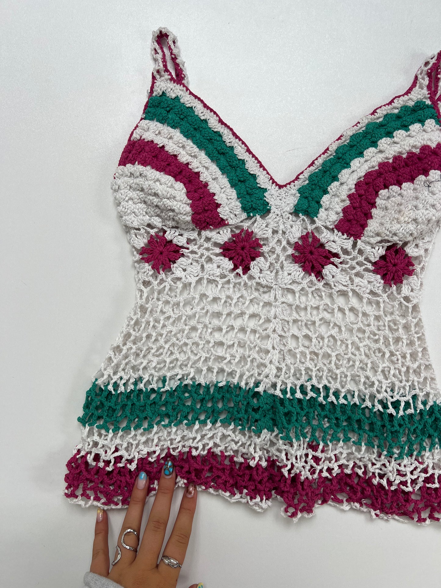 00s white crochet cami- size XS