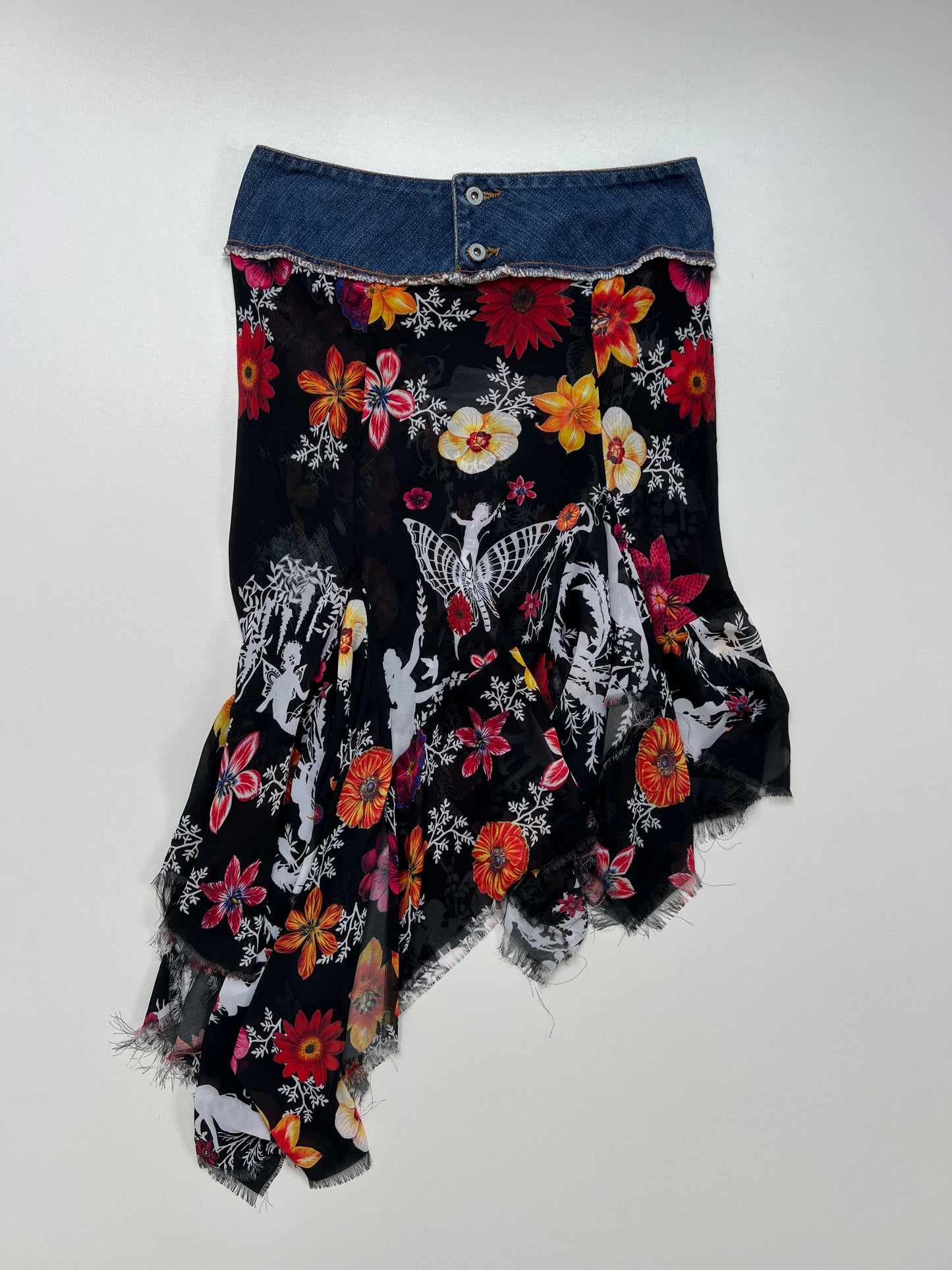00s denim mesh midi skirt- size S